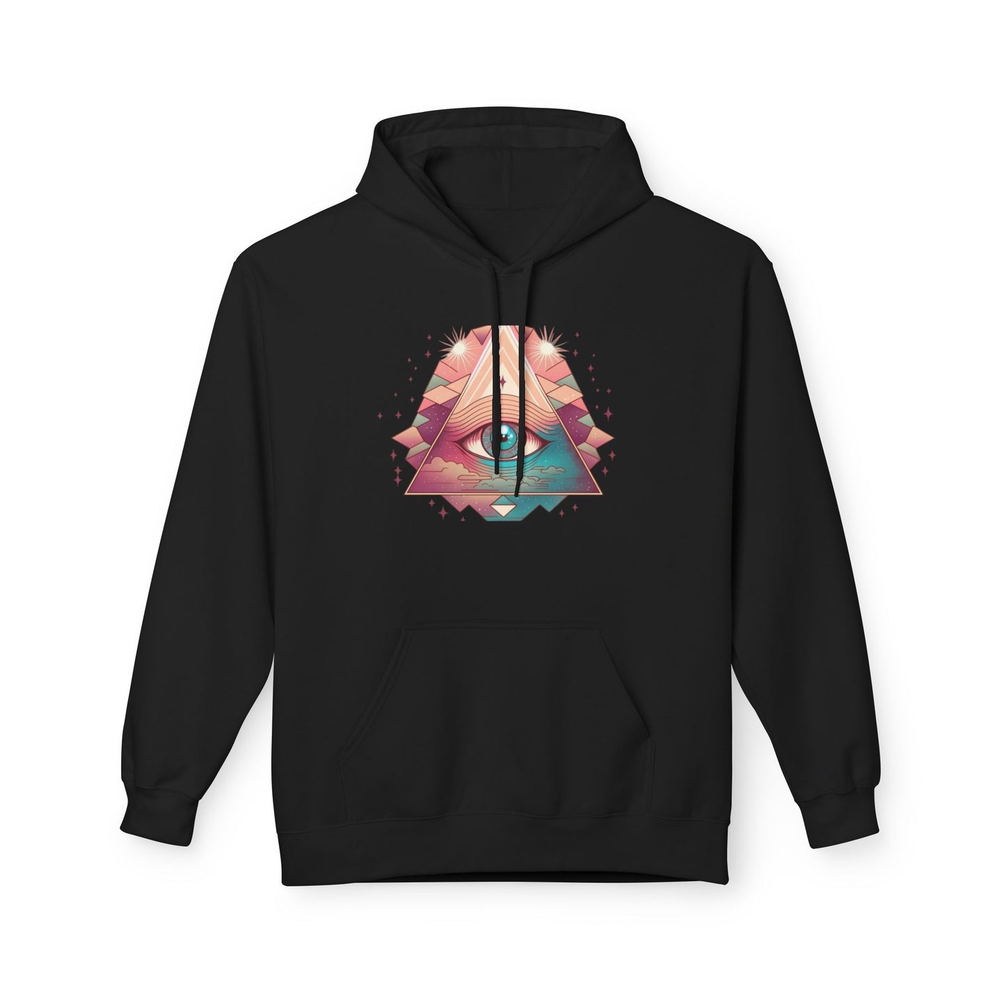 Mystical Eye Graphic Hoodie, Comfortable Fleece Hoodie for Casual Wear, Bohemian Style Sweatshirt, Perfect Gift for Art Lovers
