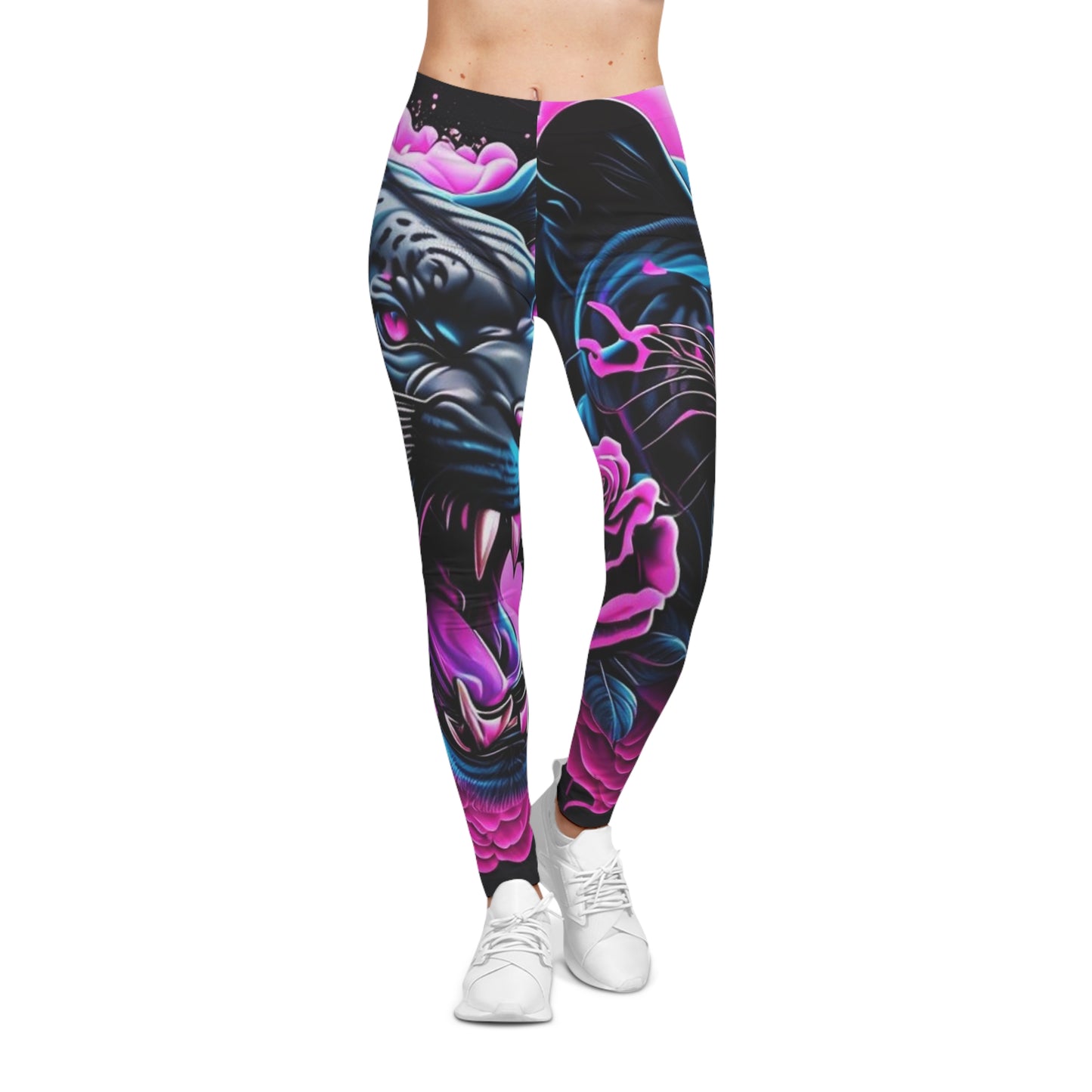 Vibrant Panther Print Leggings for Women, Athletic Wear, Yoga Pants, Festival Clothing, Casual Workout