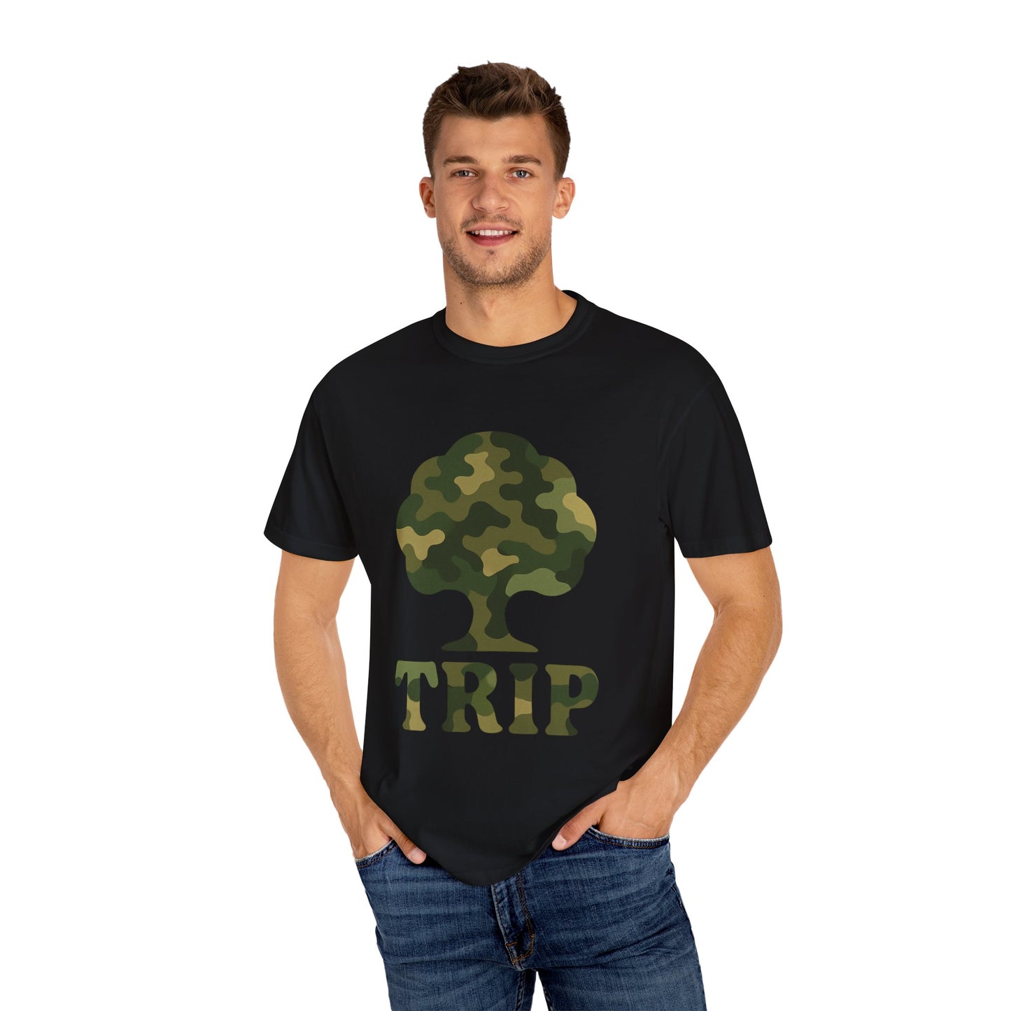 Camo Tree Trip T-Shirt - π Unisex Casual Tee, Nature Lover Gift, Adventure Wear, Outdoor Enthusiast, Travel Apparel