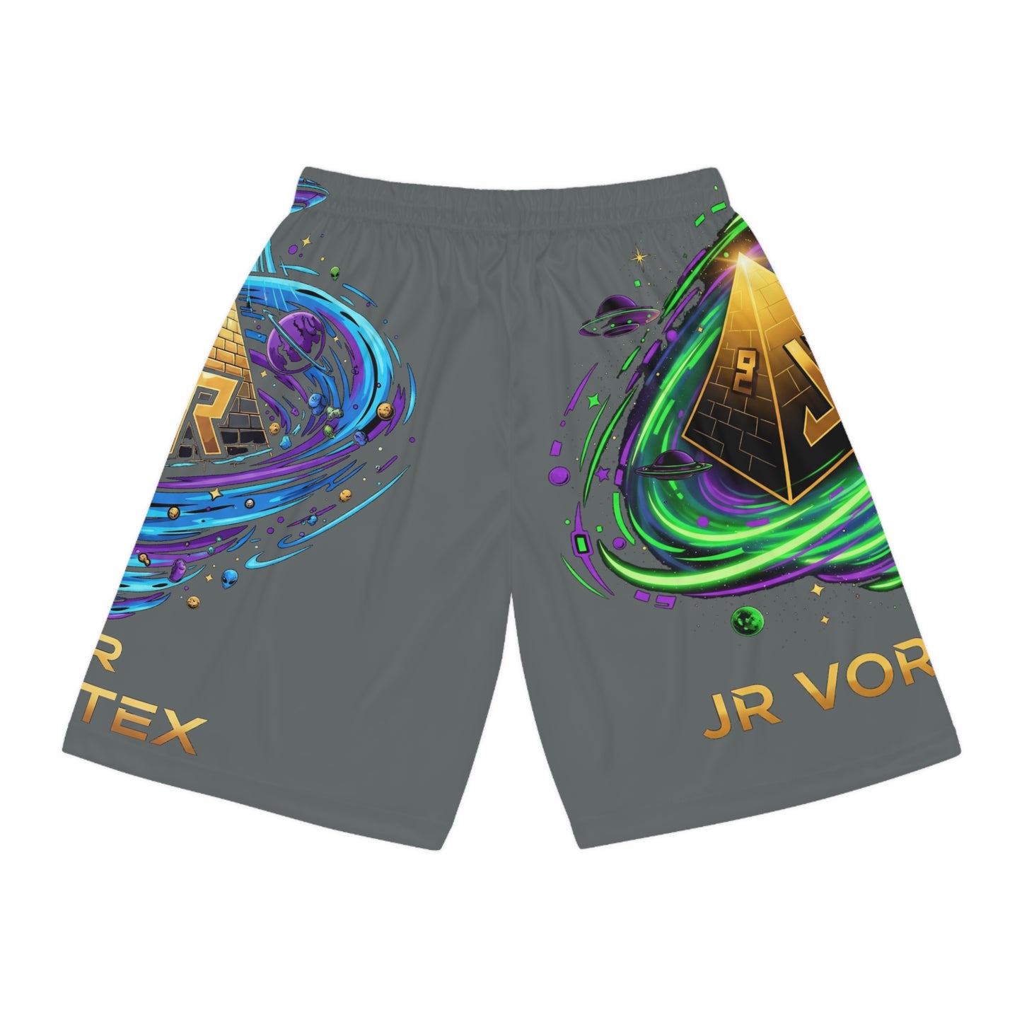 Vibrant Basketball Shorts, JR Vortex Design, Sportswear for Active Teens, Summer Gear, Gifts for Athletes, Comfortable Workout Shorts