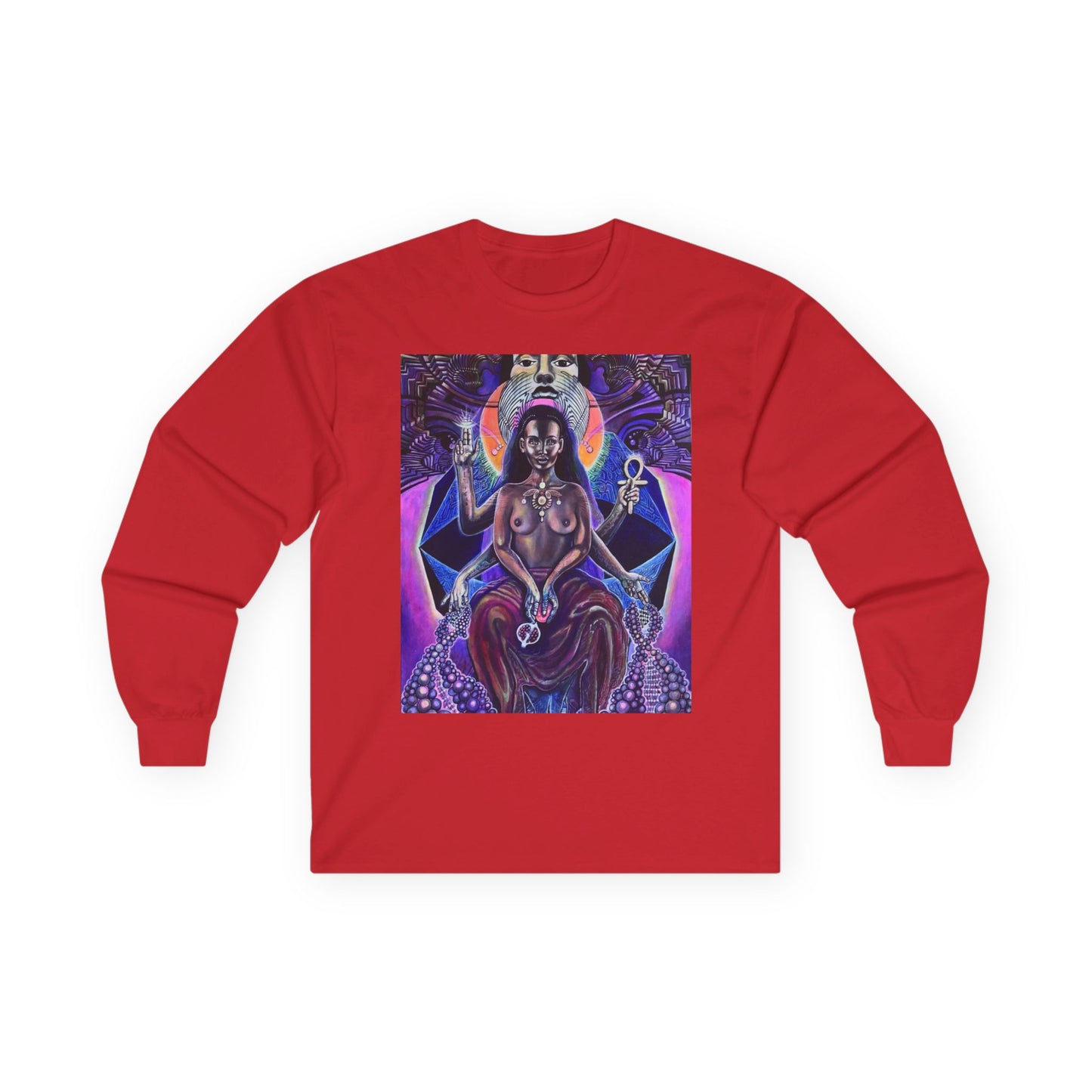 Mystical Goddess Long Sleeve Tee - Spiritual Art, Bohemian Style, Perfect for Festivals, Casual Wear, Gifts for Her