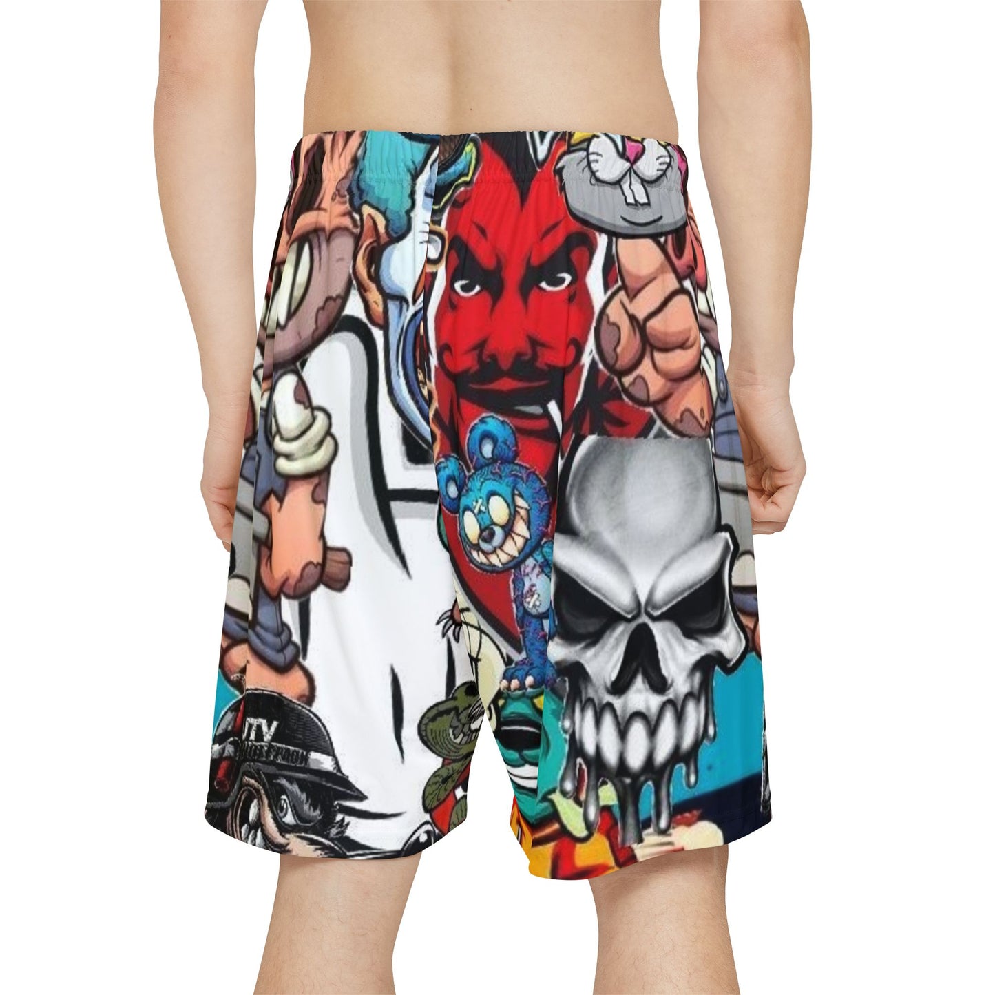 Vibrant Graphic Men's Sports Shorts - Street Art Inspired