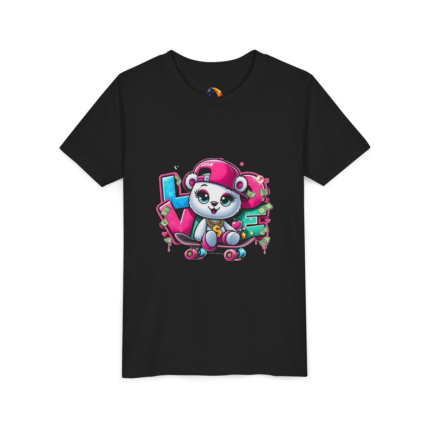 Cute Panda Graffiti Youth Tee, Kids Graphic Shirt, Skateboarding, Animal Lover Gift, Fun Casual Wear, Birthday Present