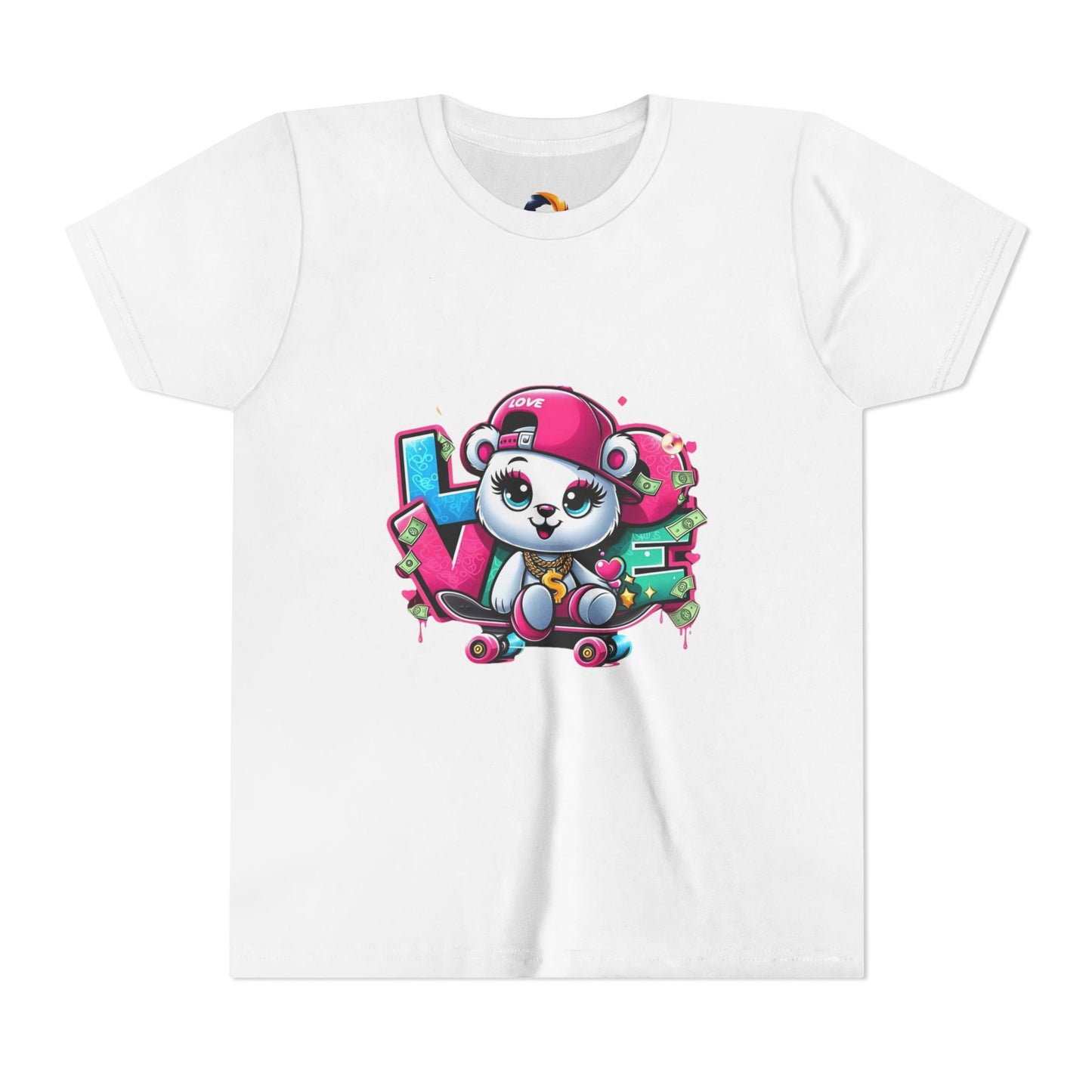 Cute Panda Graffiti Youth Tee, Kids Graphic Shirt, Skateboarding, Animal Lover Gift, Fun Casual Wear, Birthday Present