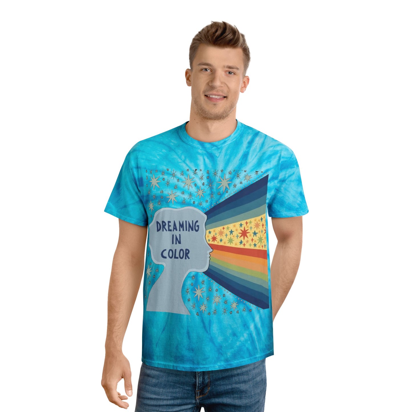 Dreaming in Color Tie-Dye Tee, Vibrant Unisex T-shirt, Bohemian Style, Casual Wear, Gift for Dreamers, Summer Fashion