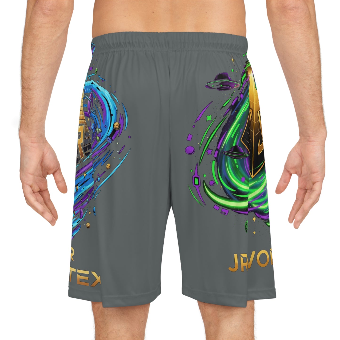 Vibrant Basketball Shorts, JR Vortex Design, Sportswear for Active Teens, Summer Gear, Gifts for Athletes, Comfortable Workout Shorts