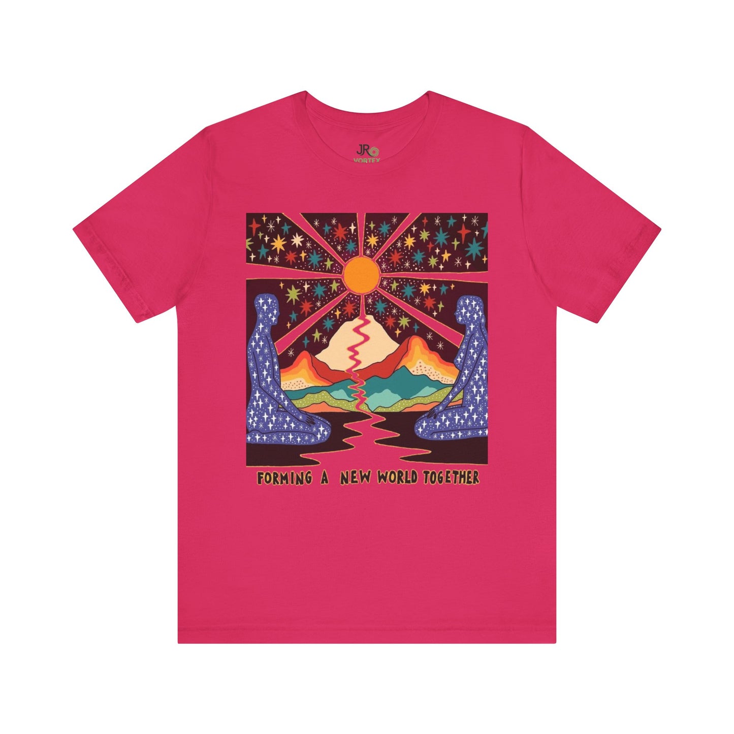 Creating a New World Together Tee, Unisex Graphic T-Shirt, Boho Style Shirt, Inspirational Gift, Eco-Conscious Fashion