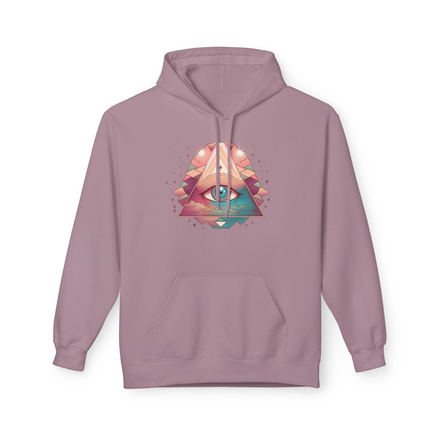 Mystical Eye Graphic Hoodie, Comfortable Fleece Hoodie for Casual Wear, Bohemian Style Sweatshirt, Perfect Gift for Art Lovers