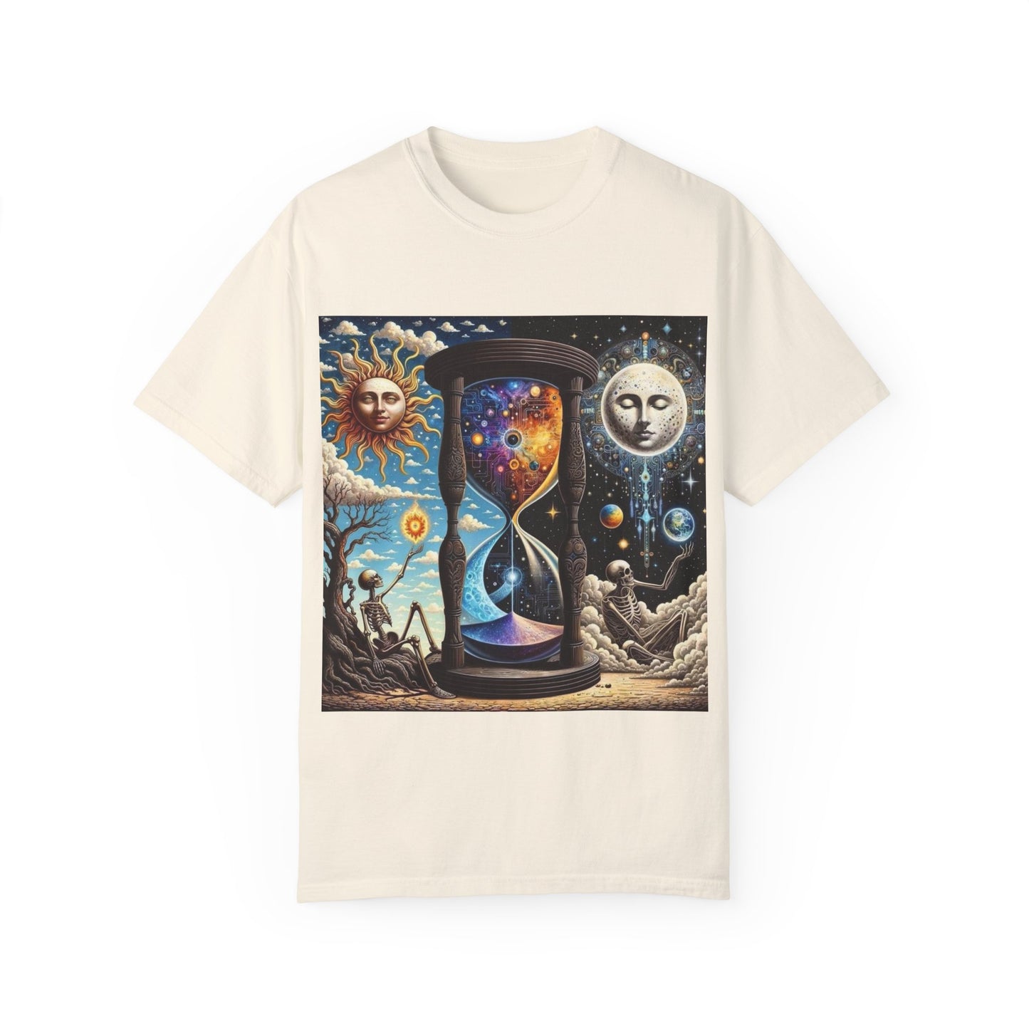 Cosmic Hourglass T-shirt, Vintage Graphic Tee, Perfect Gift for Astronomy Lovers, Unisex Casual Wear, Spiritual Vibe, Universal Design