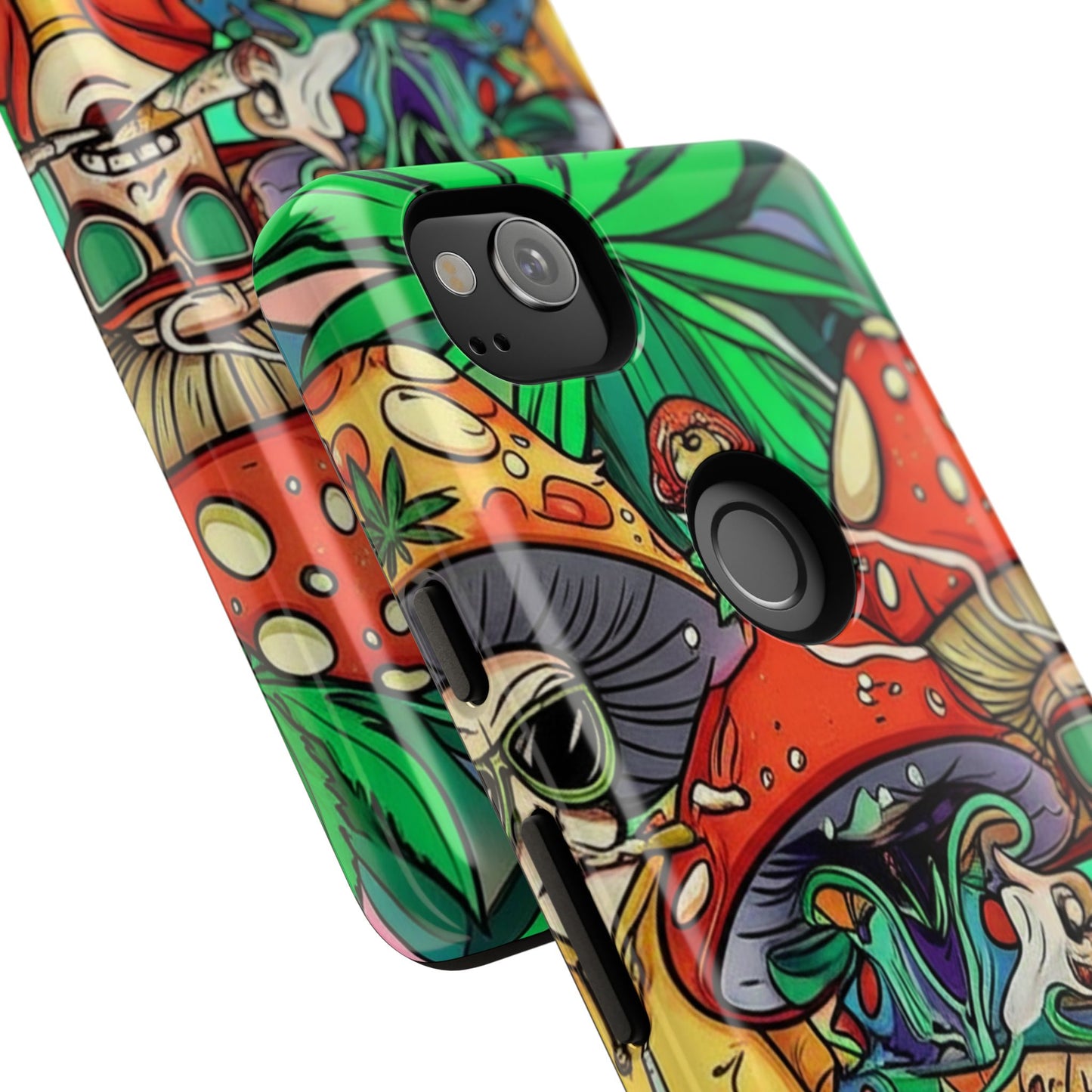 Vibrant Phone Case Featuring Funky Mushroom Art, Tough Cases, Trendy Accessories, Unique Gifts, Eclectic Style, Phone Protection