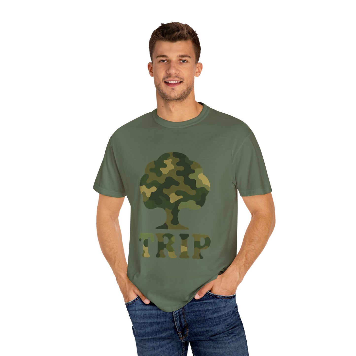 Camo Tree Trip T-Shirt - π Unisex Casual Tee, Nature Lover Gift, Adventure Wear, Outdoor Enthusiast, Travel Apparel