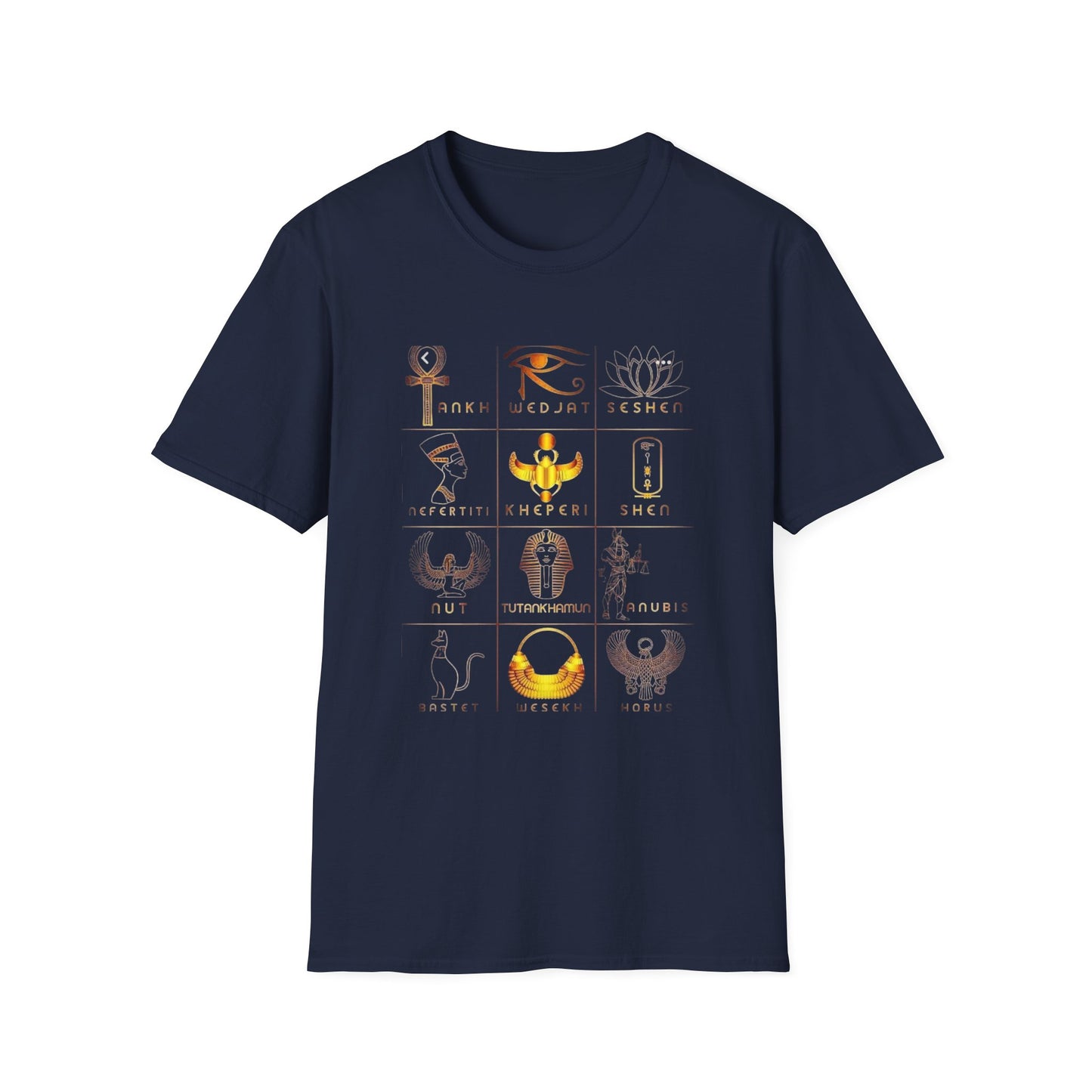 Egyptian Mythology Graphic Tee, Unisex Softstyle T-Shirt, Vintage Aesthetic Shirt, Gift for History Buffs, Astrology Summer Wardrobe