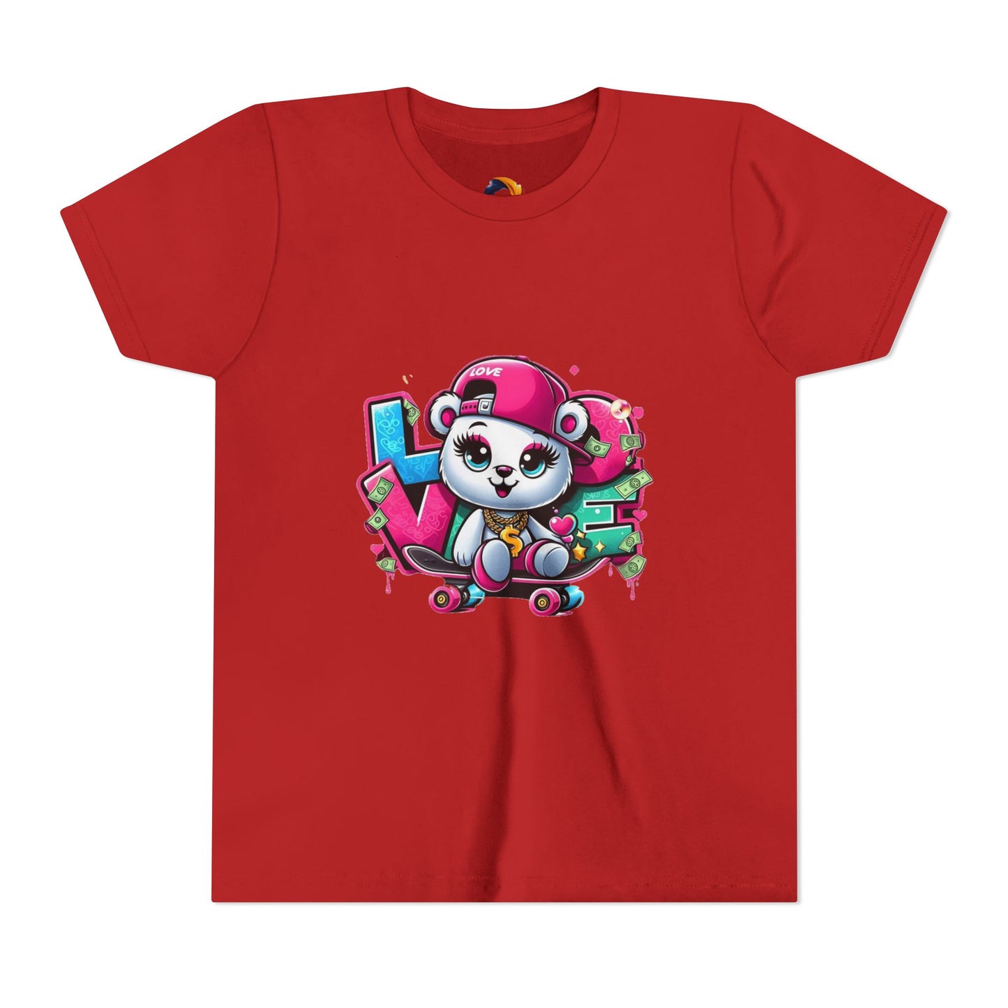 Cute Panda Graffiti Youth Tee, Kids Graphic Shirt, Skateboarding, Animal Lover Gift, Fun Casual Wear, Birthday Present