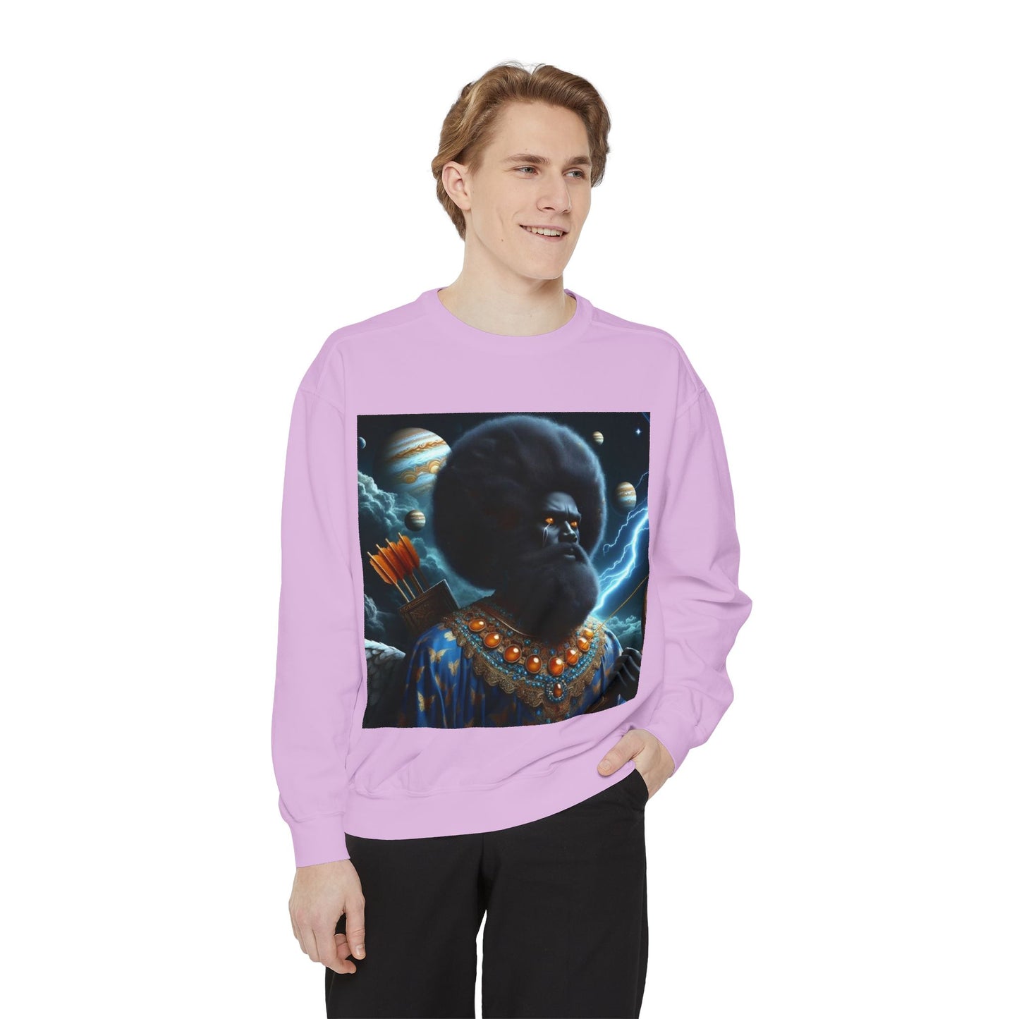 Cosmic Vibes Sweatshirt, Unisex Garment-Dyed Crewneck Sweatshirt, Unique Art Apparel, Fashion Gift, Space-Inspired Clothing, Trendy Casual
