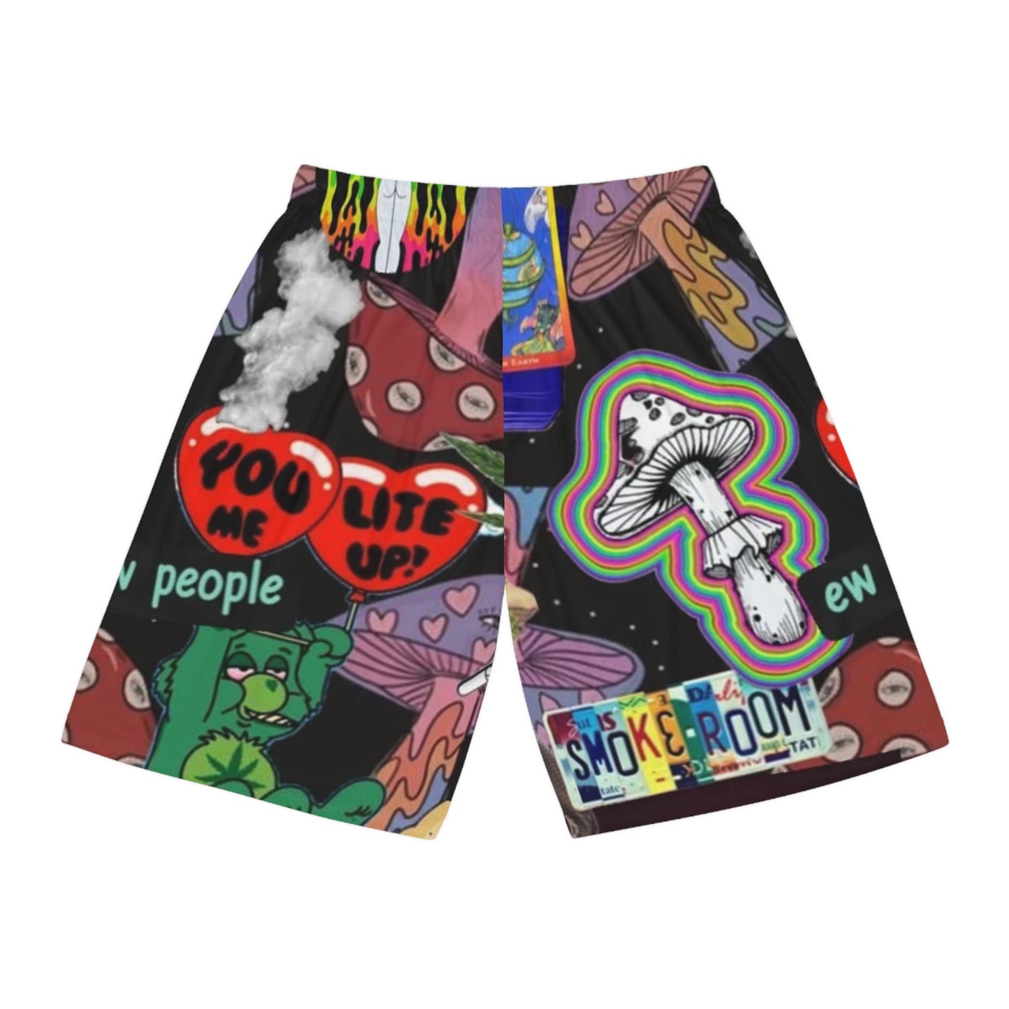 Colorful Psychedelic Basketball Shorts - 'You Light Me Up' Design for Fun Summer Vibes