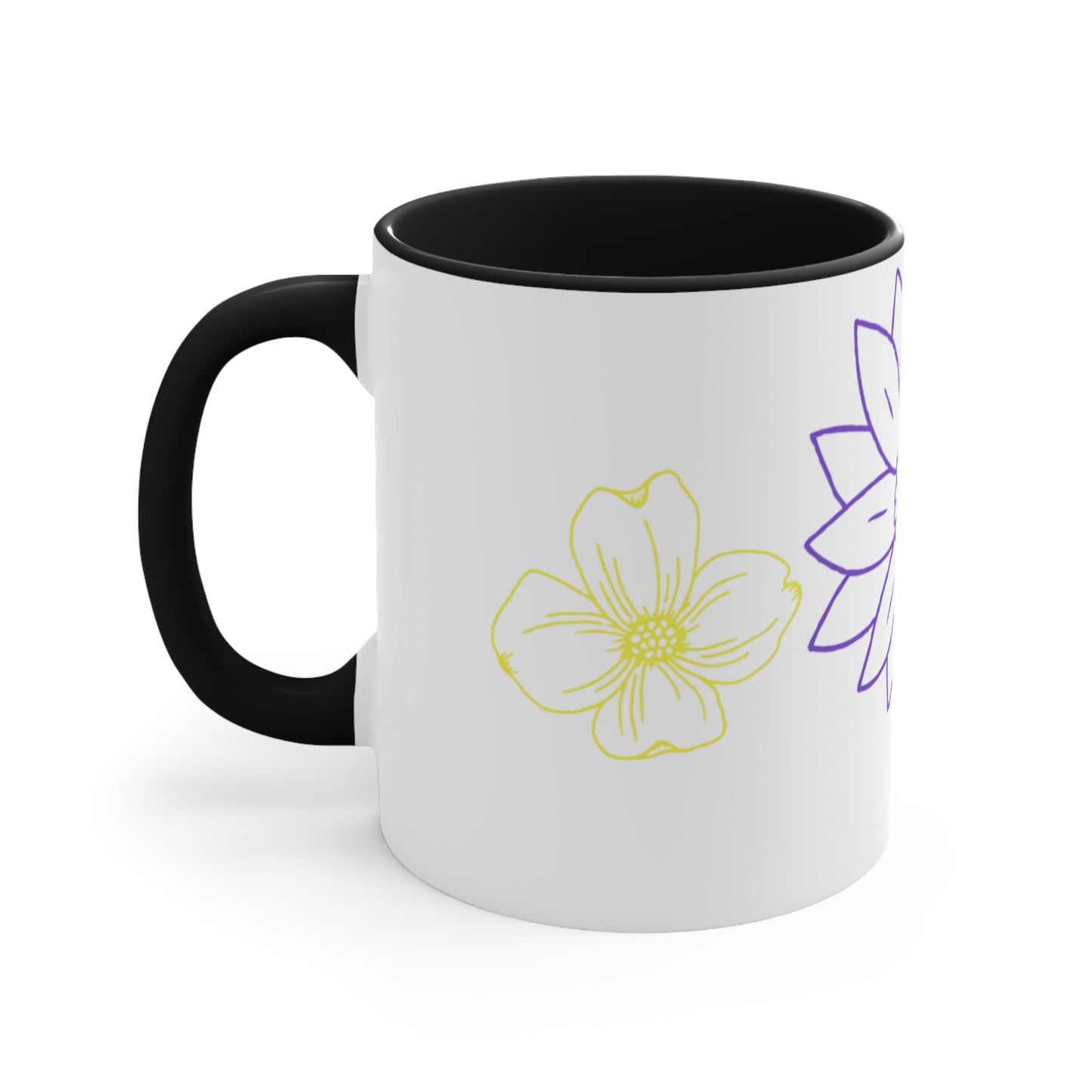 Floral Accent Mugs: Cheerful Coffee Cups, Botanical Drinkware for Garden Lovers, Unique Gifts for Birthdays, Spring Decor, Self-Care