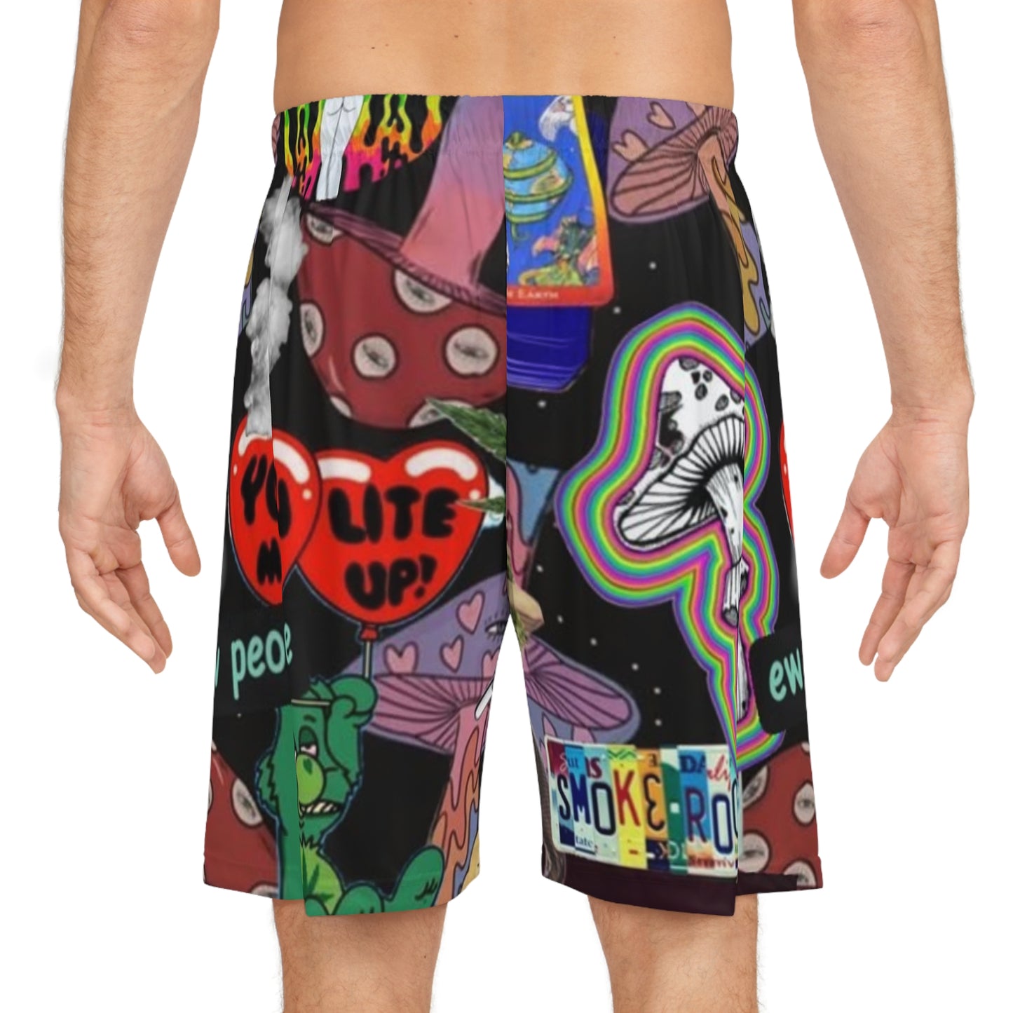 Colorful Psychedelic Basketball Shorts - 'You Light Me Up' Design for Fun Summer Vibes