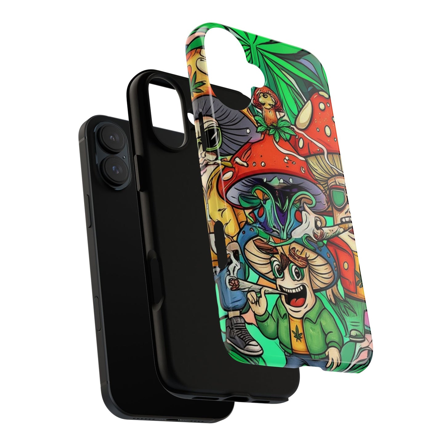 Vibrant Phone Case Featuring Funky Mushroom Art, Tough Cases, Trendy Accessories, Unique Gifts, Eclectic Style, Phone Protection