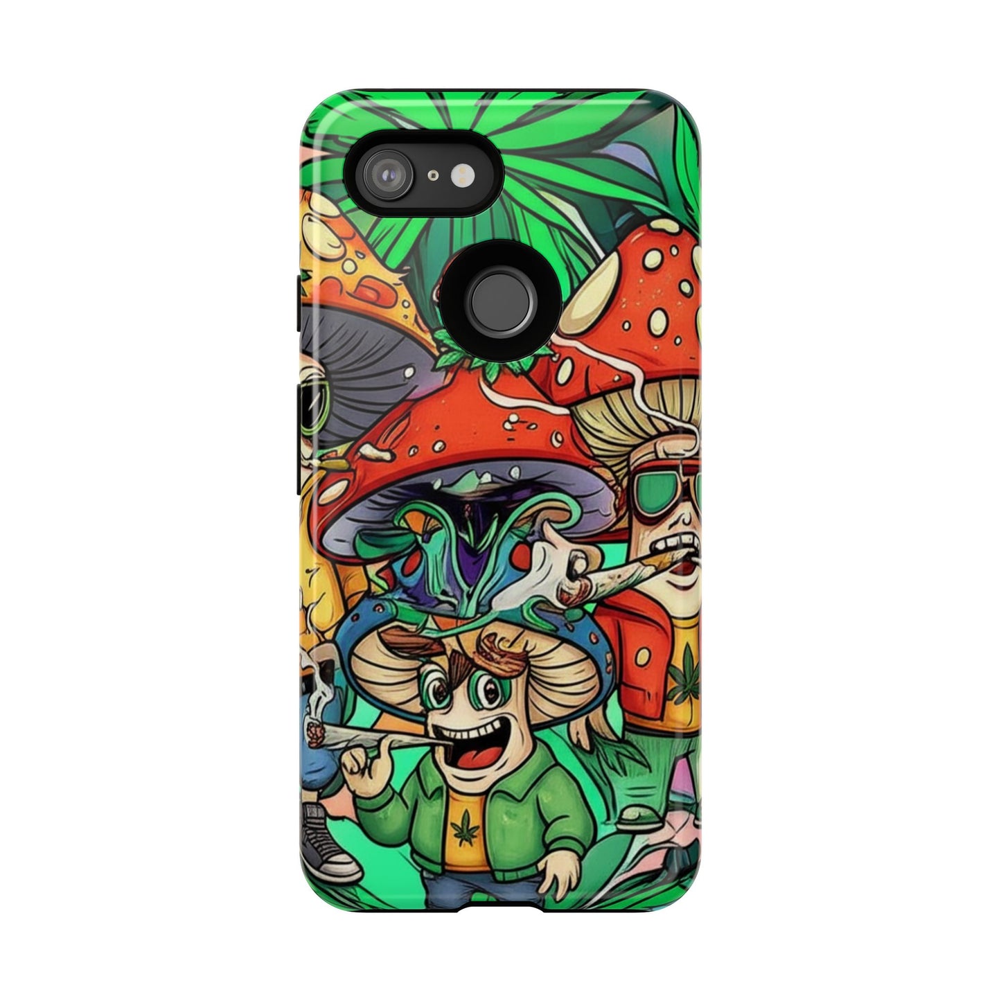 Vibrant Phone Case Featuring Funky Mushroom Art, Tough Cases, Trendy Accessories, Unique Gifts, Eclectic Style, Phone Protection
