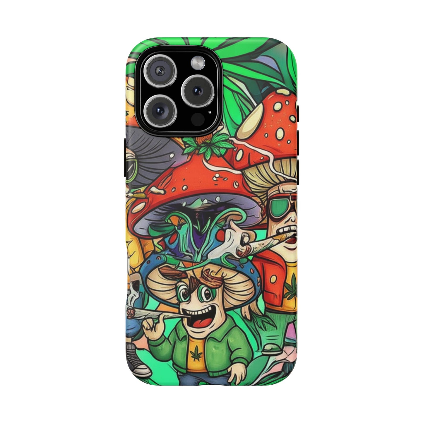 Vibrant Phone Case Featuring Funky Mushroom Art, Tough Cases, Trendy Accessories, Unique Gifts, Eclectic Style, Phone Protection