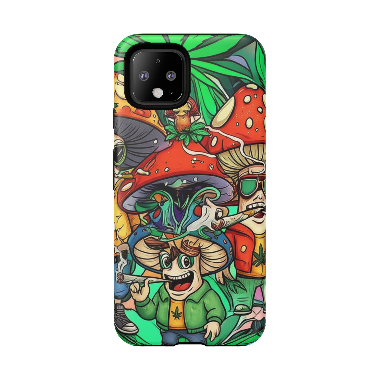Vibrant Phone Case Featuring Funky Mushroom Art, Tough Cases, Trendy Accessories, Unique Gifts, Eclectic Style, Phone Protection