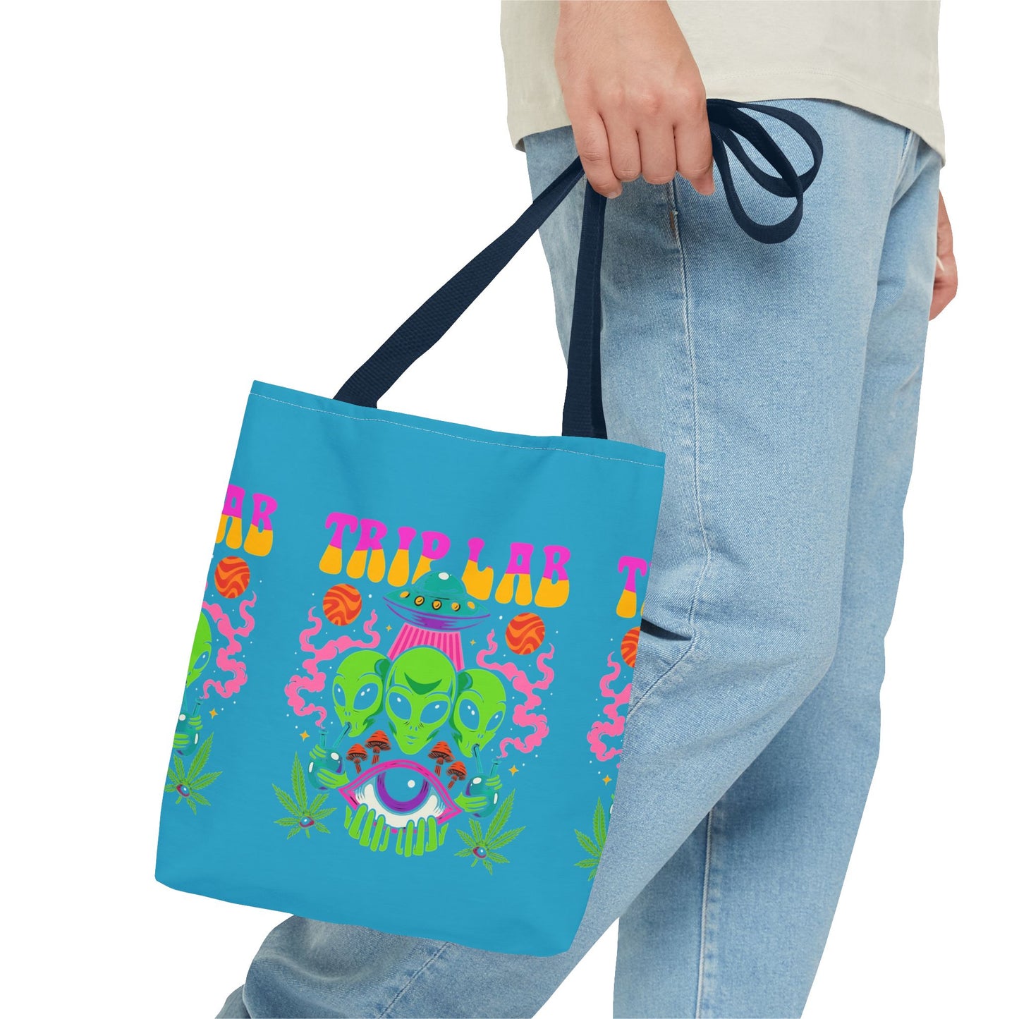 Colorful AOP Tote Bag with Casual Vibe, Ideal for Beach Days, Shopping, Festivals, or Gifts, Featuring 'TRIP LAR' Design