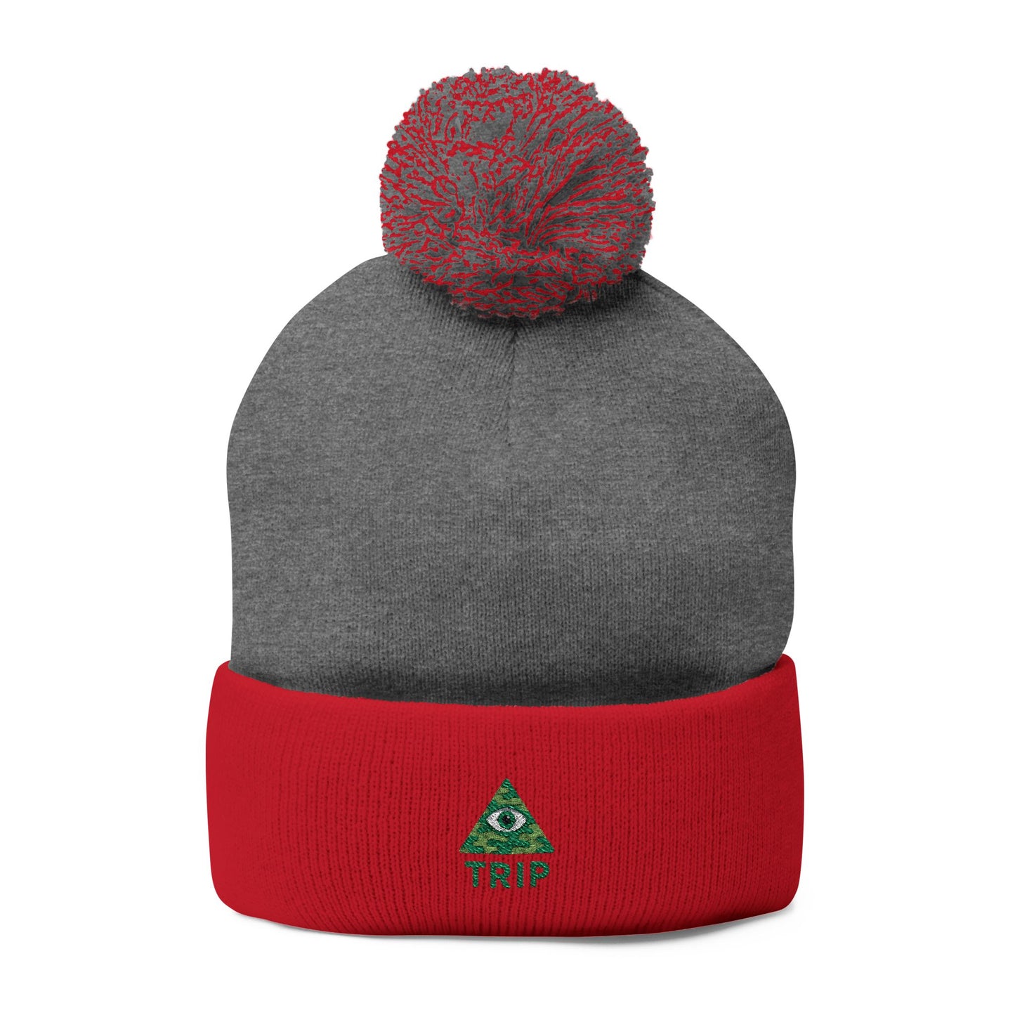 Cozy Embroidered Pom-Pom Knit Cap, Winter Hat for Men & Women, Holiday Gift Beanie, Cute Knitted Cap, Casual Headwear