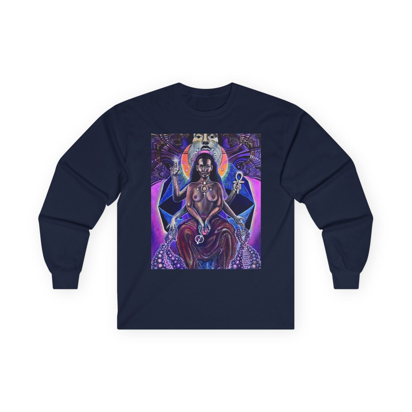 Mystical Goddess Long Sleeve Tee - Spiritual Art, Bohemian Style, Perfect for Festivals, Casual Wear, Gifts for Her