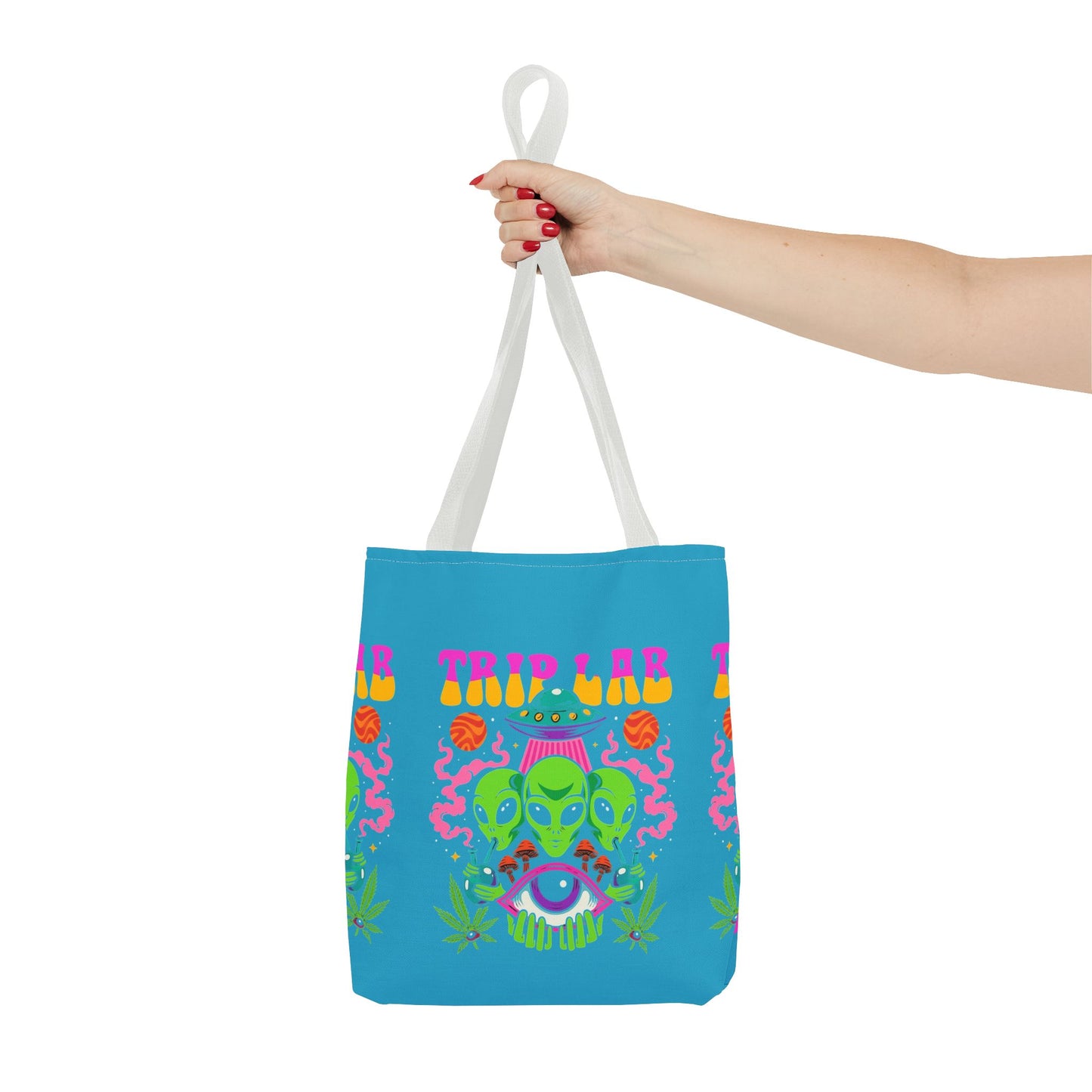 Colorful AOP Tote Bag with Casual Vibe, Ideal for Beach Days, Shopping, Festivals, or Gifts, Featuring 'TRIP LAR' Design