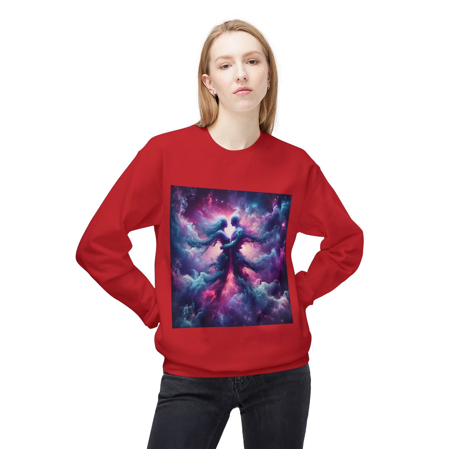 Cosmic Vibes Crewneck Sweatshirt | Unisex Midweight Fleece | Perfect for Stargazers, Gift for Astronomy Lovers, Space Design