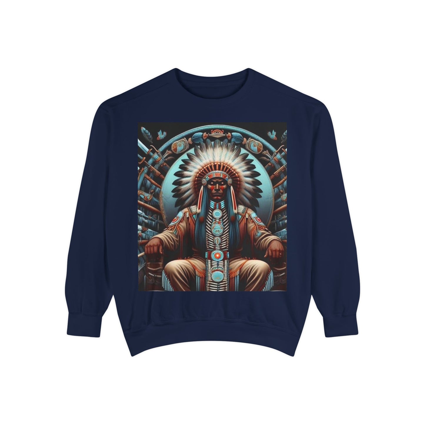 Cultural Heritage Sweatshirt - Unisex Garment-Dyed Crewneck with Native American Design, Cozy Casual Wear, Gift for Friends, Comfortable