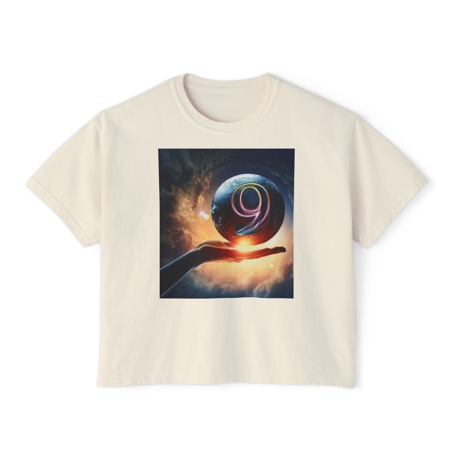 Cosmic Graphic Women's Boxy Tee - Boho Vibes, Perfect for Festivals, Casual Wear, Gifts, and Spiritual Celebrations