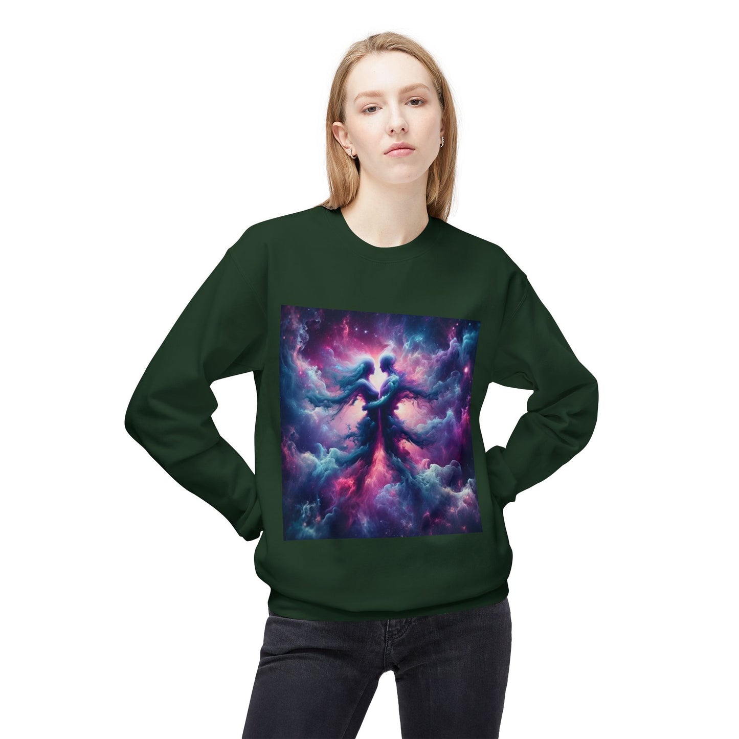 Cosmic Vibes Crewneck Sweatshirt | Unisex Midweight Fleece | Perfect for Stargazers, Gift for Astronomy Lovers, Space Design