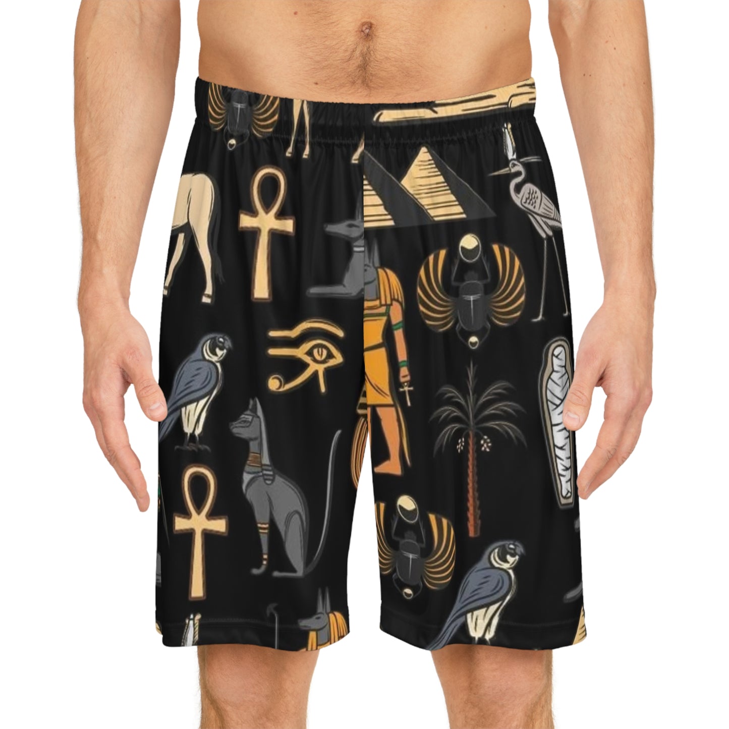 Egyptian Hieroglyphs Basketball Shorts - Stylish Athletic Wear for Culture Enthusiasts