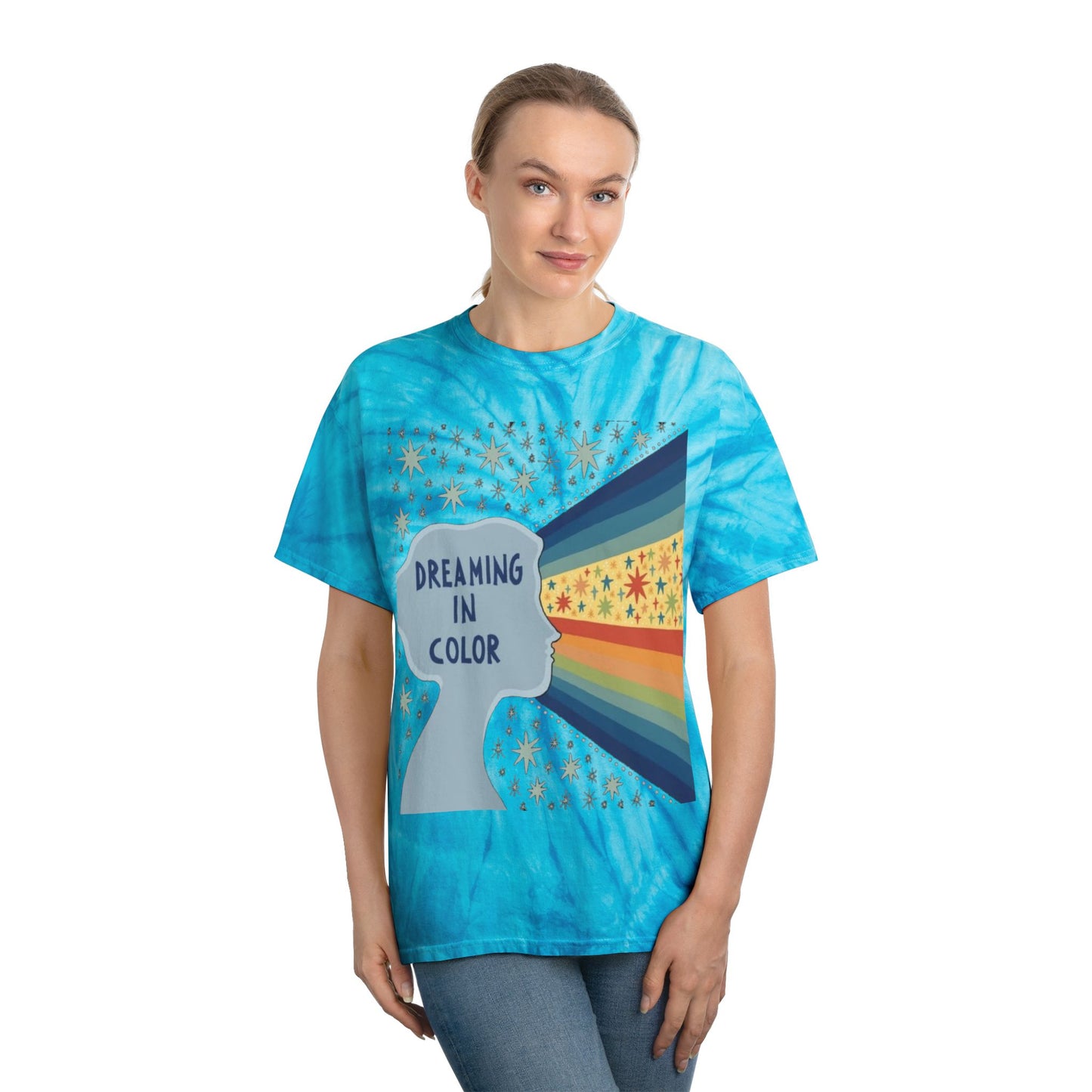Dreaming in Color Tie-Dye Tee, Vibrant Unisex T-shirt, Bohemian Style, Casual Wear, Gift for Dreamers, Summer Fashion