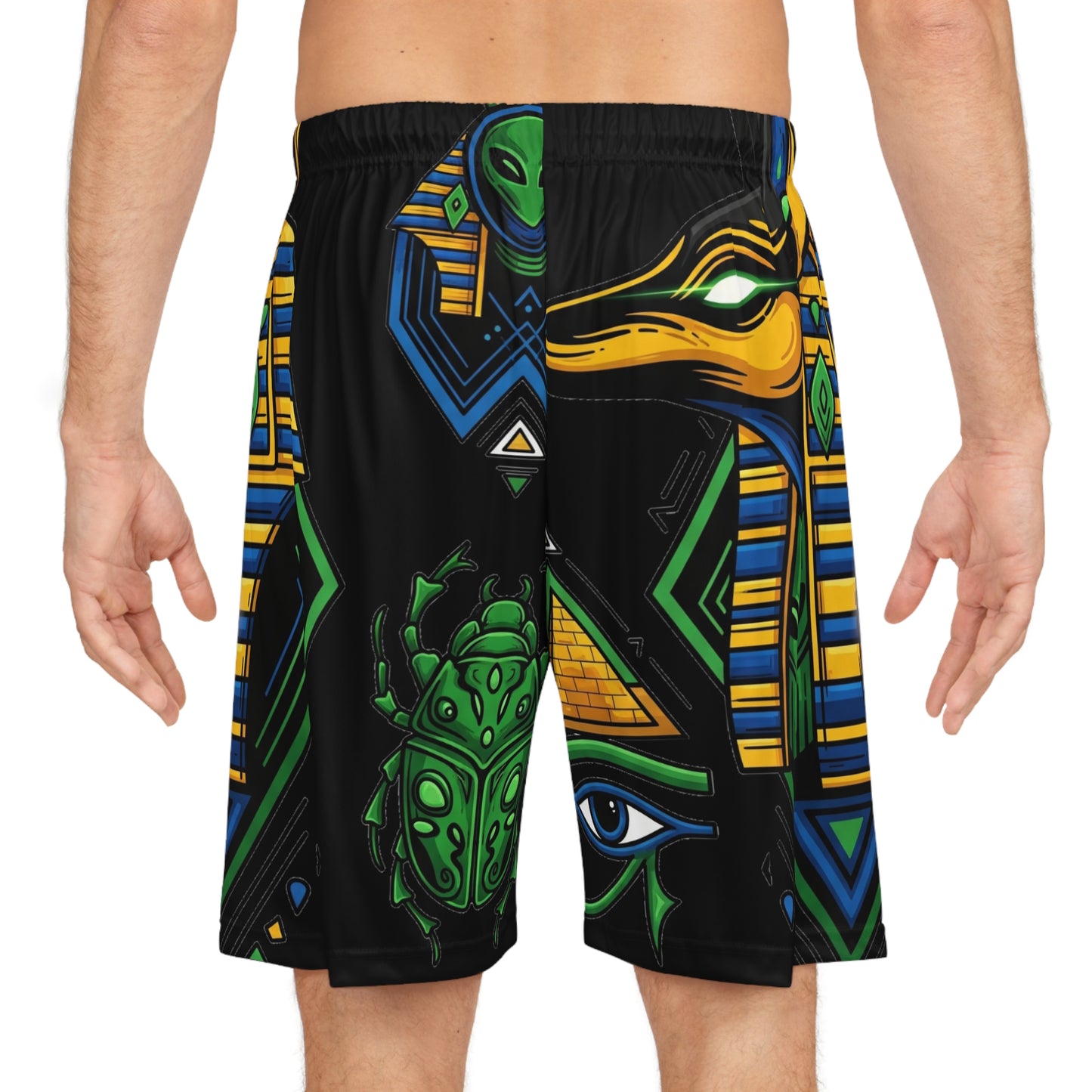 Vibrant Egyptian-Inspired Basketball Shorts, AOP Athletic Wear, Unique Sports Shorts, Summer Shorts, Trendy Casual Wear