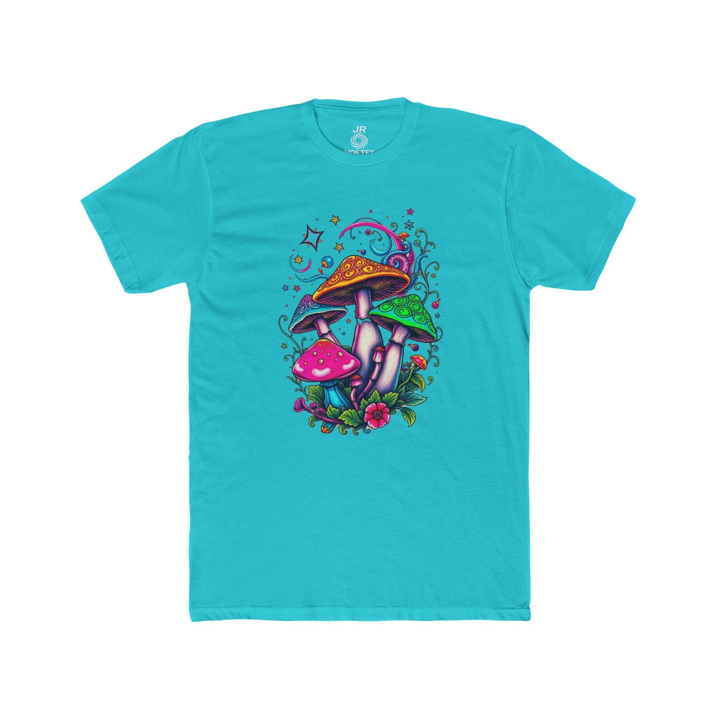 Colorful Mushroom Unisex Cotton Crew Tee – Perfect for Nature Lovers, Bohemian Style, Gift for Festivals, Casual Wear, Eco-Friendly Shirt