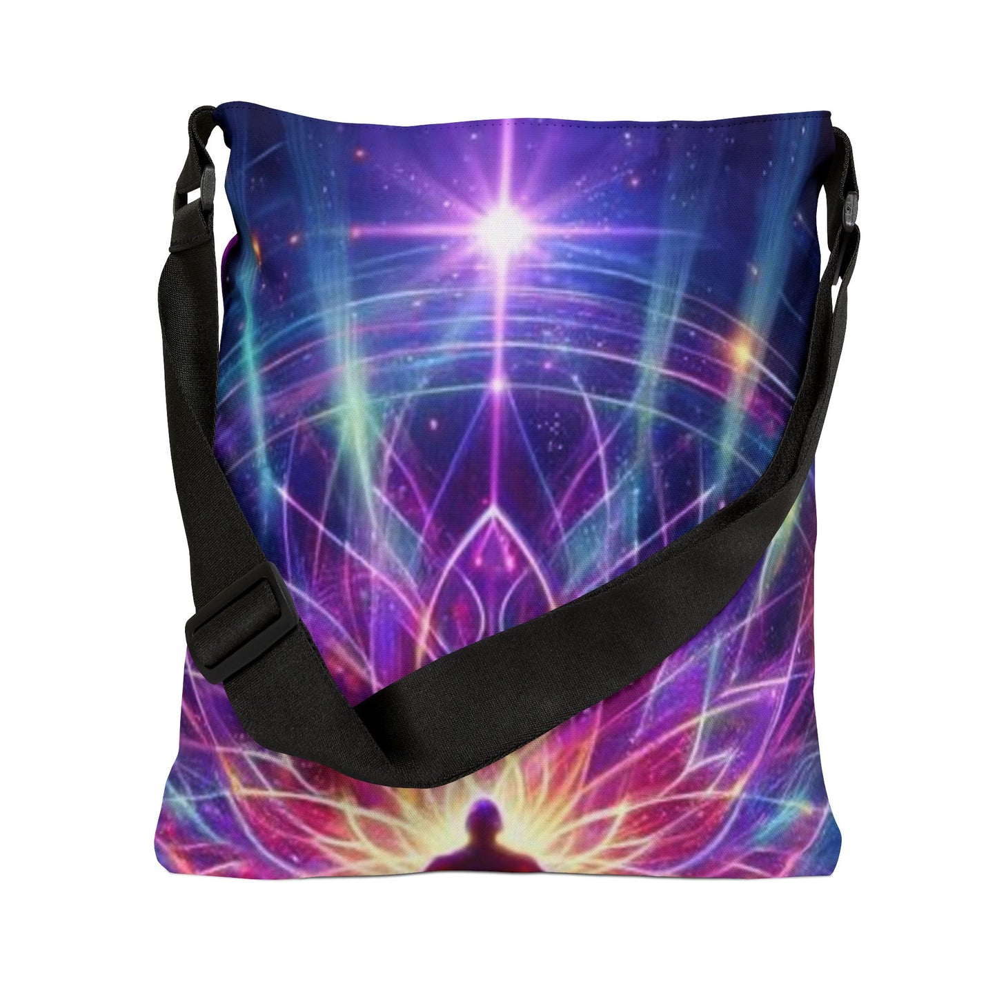Spiritual Lotus Adjustable Tote Bag, Boho Style, Yoga Bag, Festival Essential, Eco-Friendly Carrier, Meditation Tote