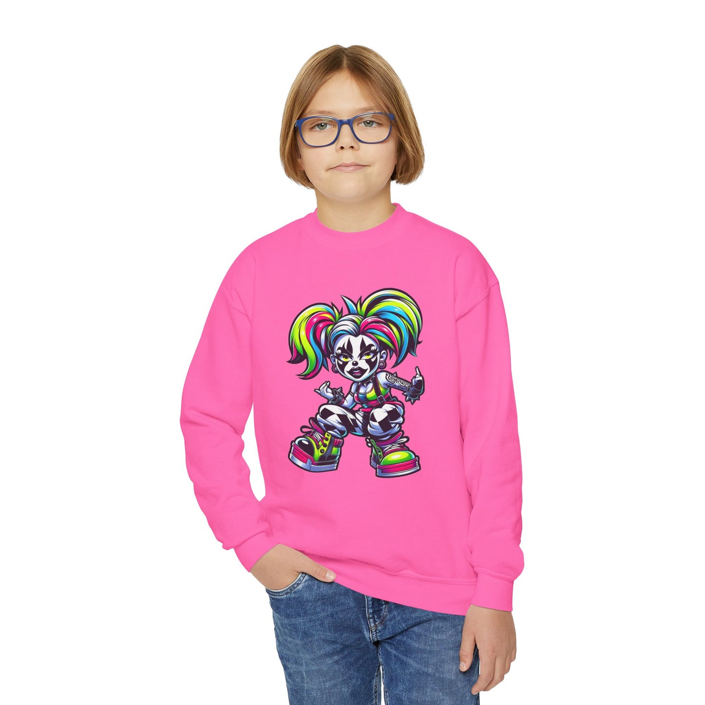 Colorful Graphic Youth Crewneck Sweatshirt, Fun Sweatshirt for Kids, Perfect Gift for Birthdays, Halloween, or Everyday Wear