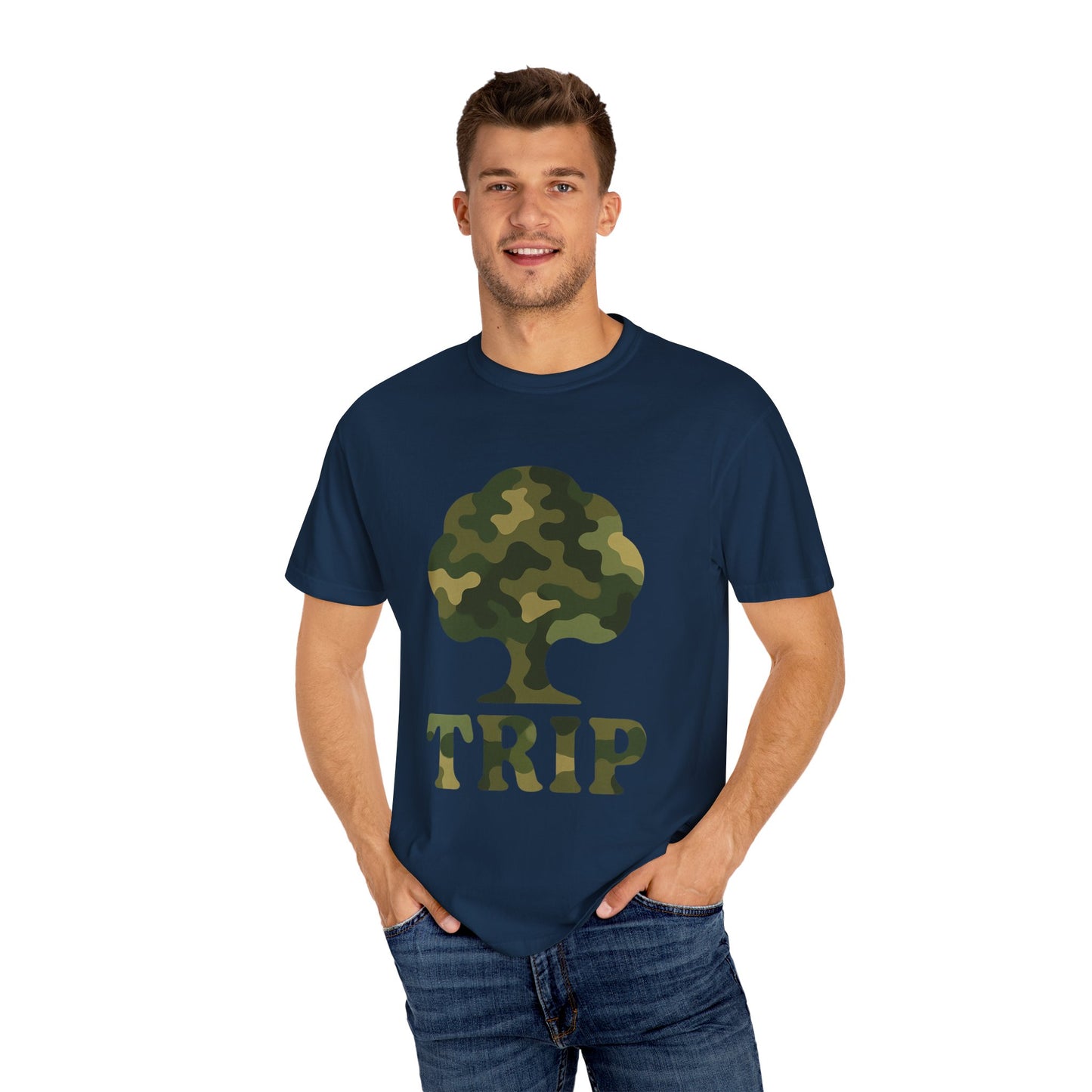 Camo Tree Trip T-Shirt - π Unisex Casual Tee, Nature Lover Gift, Adventure Wear, Outdoor Enthusiast, Travel Apparel