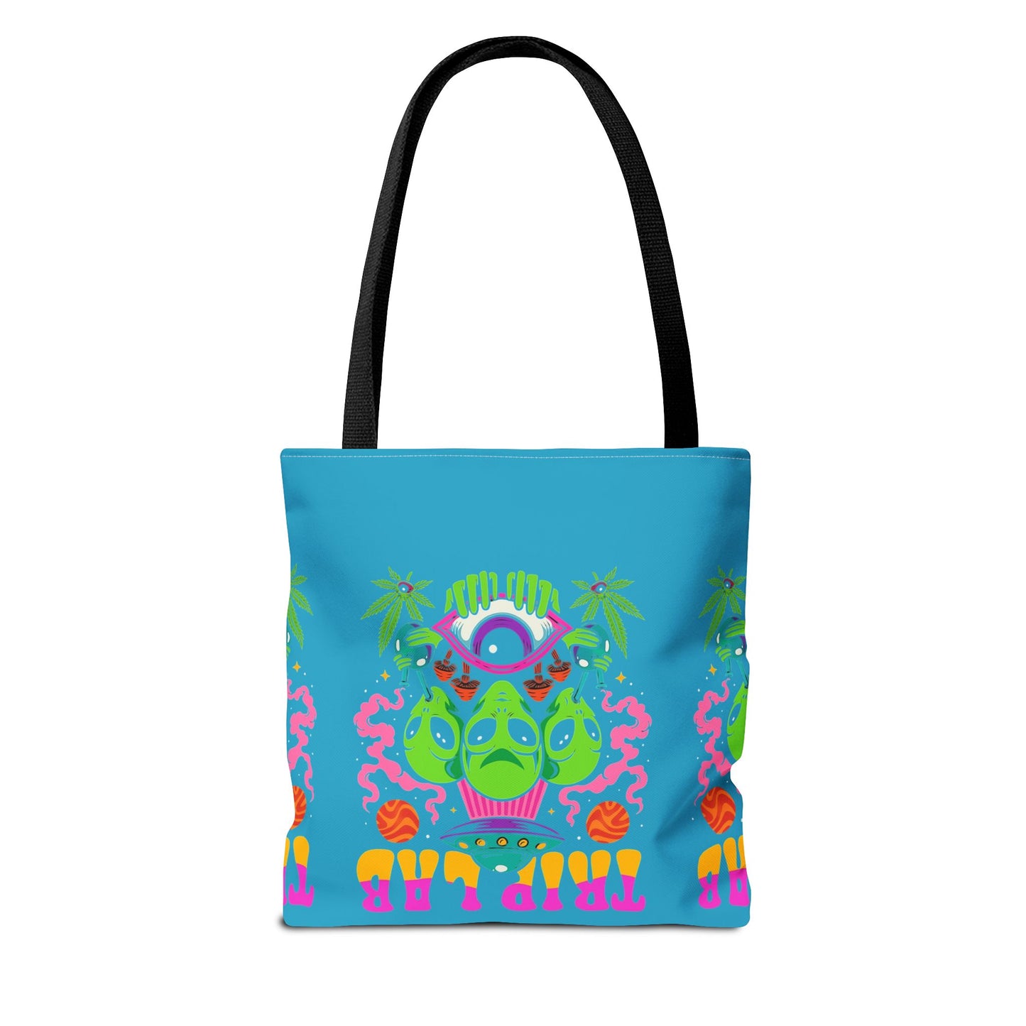 Colorful AOP Tote Bag with Casual Vibe, Ideal for Beach Days, Shopping, Festivals, or Gifts, Featuring 'TRIP LAR' Design