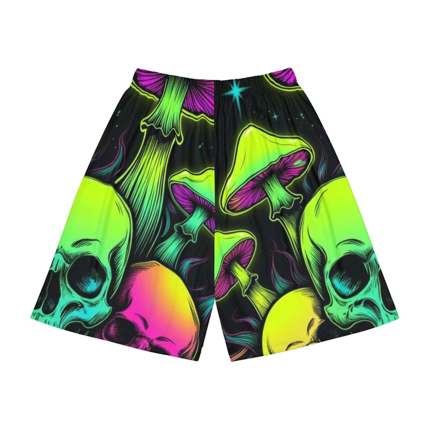 Psychedelic Skull & Mushroom Men's Sports Shorts - Vibrant Graphic Activewear