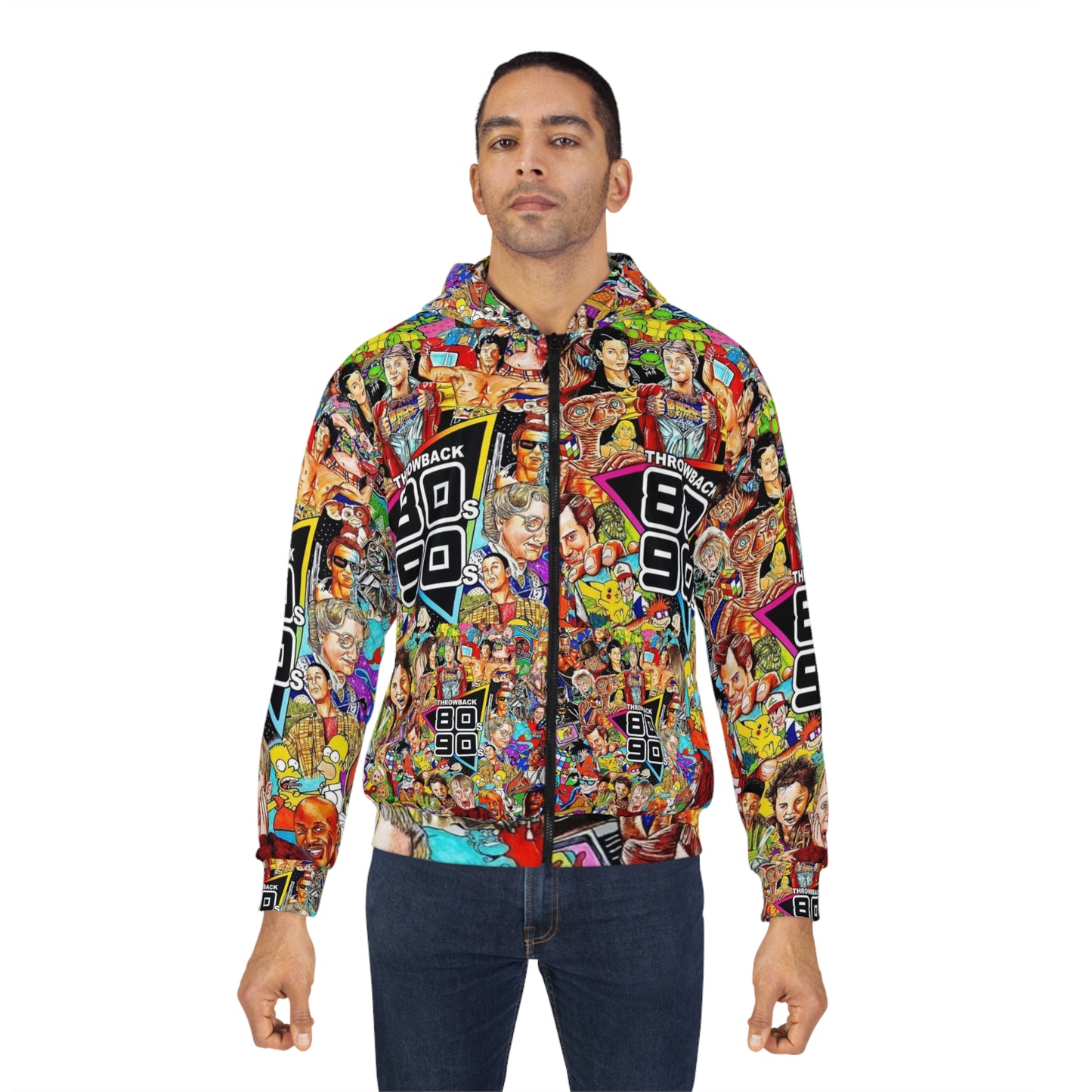 80s 90s Retro Pop Culture Unisex Zip Hoodie - Nostalgic Throwback Design