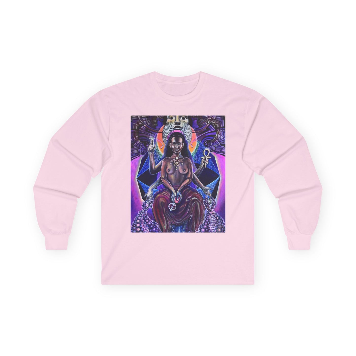 Mystical Goddess Long Sleeve Tee - Spiritual Art, Bohemian Style, Perfect for Festivals, Casual Wear, Gifts for Her