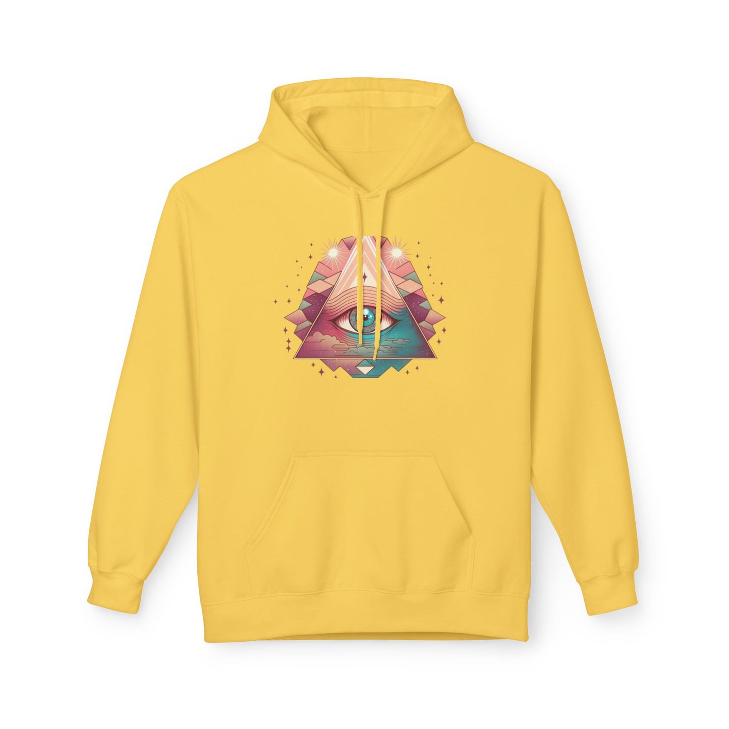 Mystical Eye Graphic Hoodie, Comfortable Fleece Hoodie for Casual Wear, Bohemian Style Sweatshirt, Perfect Gift for Art Lovers