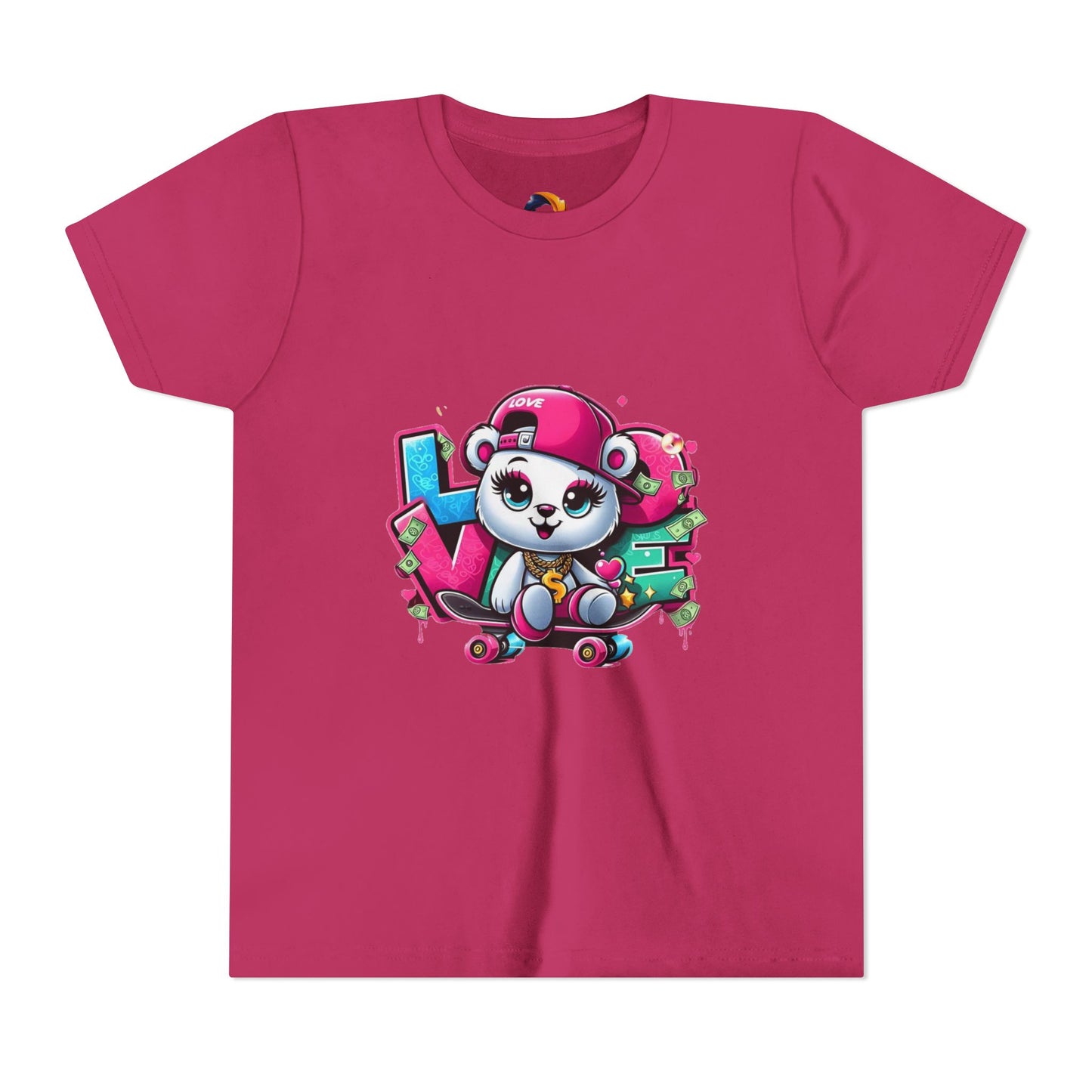 Cute Panda Graffiti Youth Tee, Kids Graphic Shirt, Skateboarding, Animal Lover Gift, Fun Casual Wear, Birthday Present