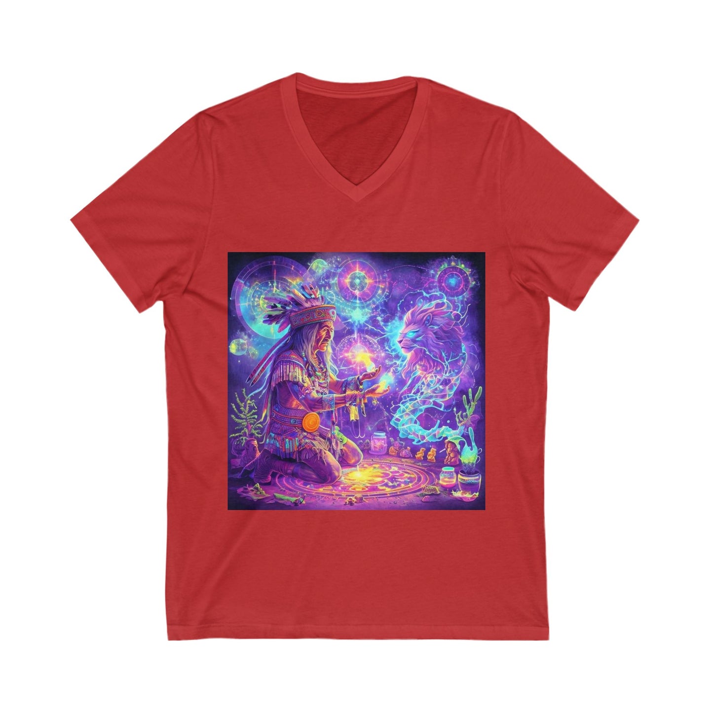 Unisex Jersey Short Sleeve V-Neck Tee red tags