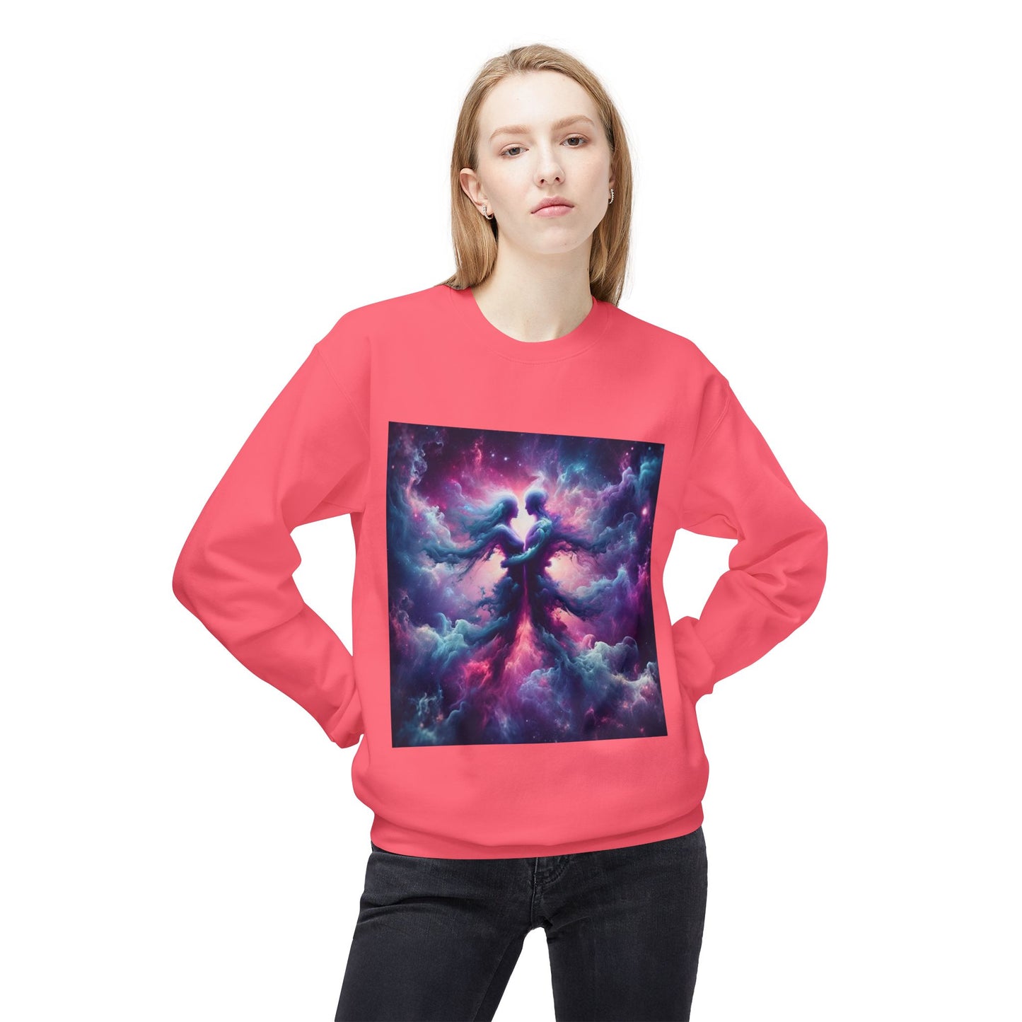 Cosmic Vibes Crewneck Sweatshirt | Unisex Midweight Fleece | Perfect for Stargazers, Gift for Astronomy Lovers, Space Design