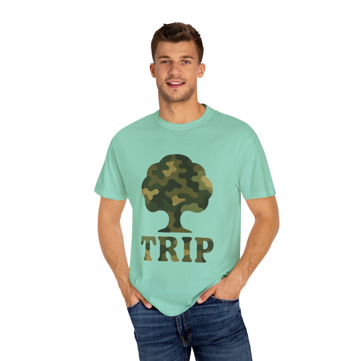 Camo Tree Trip T-Shirt - π Unisex Casual Tee, Nature Lover Gift, Adventure Wear, Outdoor Enthusiast, Travel Apparel