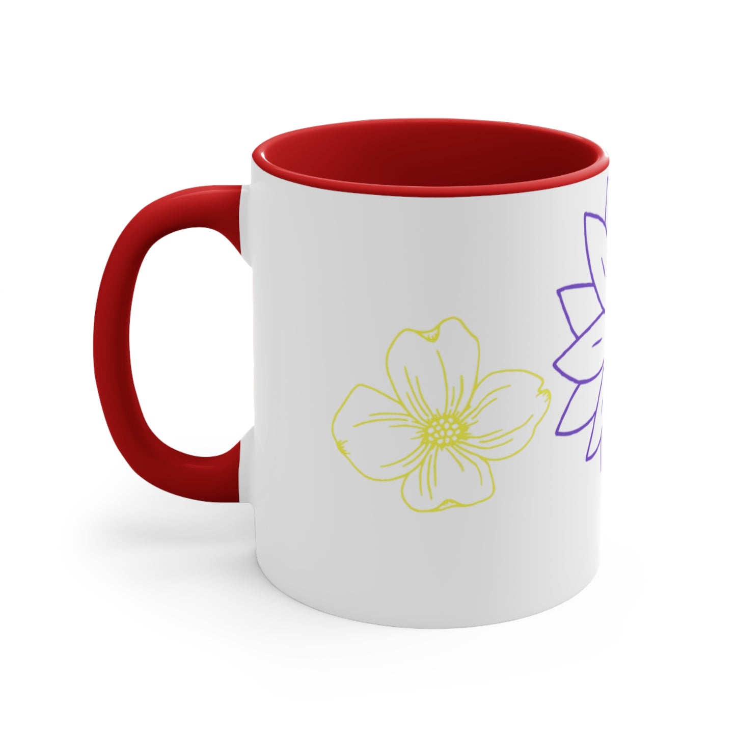 Floral Accent Mugs: Cheerful Coffee Cups, Botanical Drinkware for Garden Lovers, Unique Gifts for Birthdays, Spring Decor, Self-Care